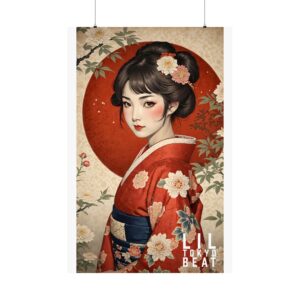 Vertical Posters, Japanese Kimono Girl Art Prints, Matte Wall Decor, Elegant Asian Inspired Home Decoration, Geisha Painting Illustration,