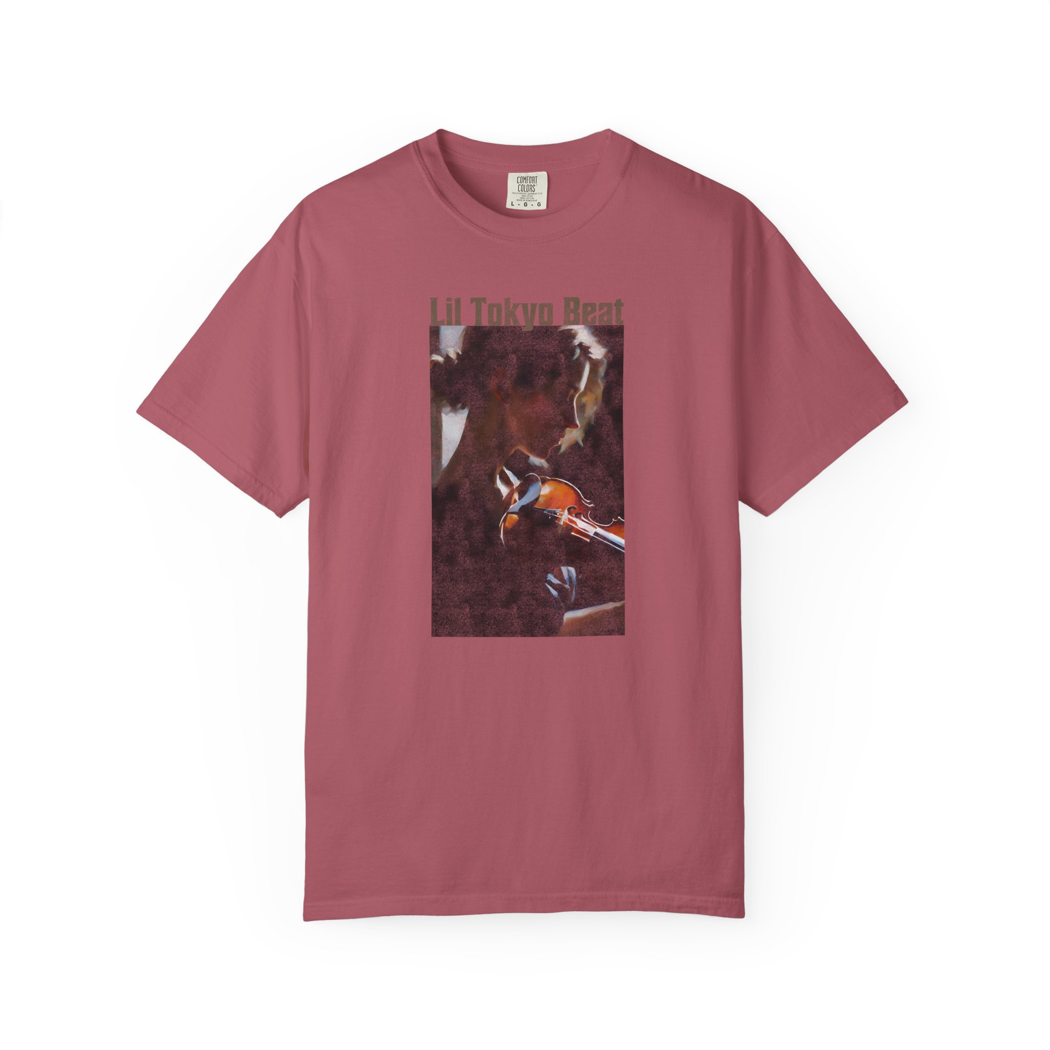 Lil Tokyo Beat Violin Art Tee, grunge Rust Color t-shirts, Emotional Music-Inspired Streetwear, Everyday Wear, t0 - Image 14