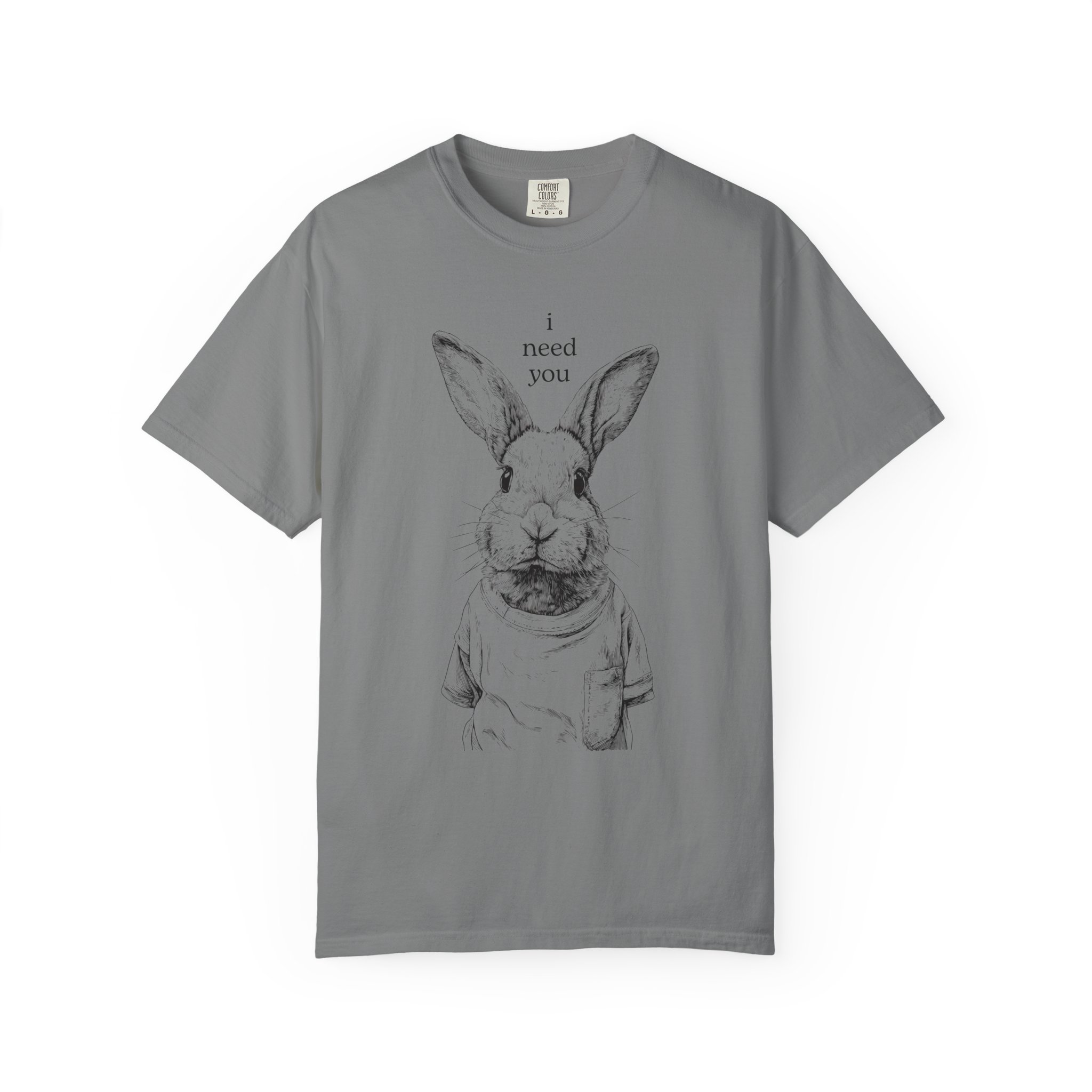 Rabbit Line Art T-Shirt — "I Need You" Quiet Emotional Design Tee, Valentine Gift Idea - Image 4