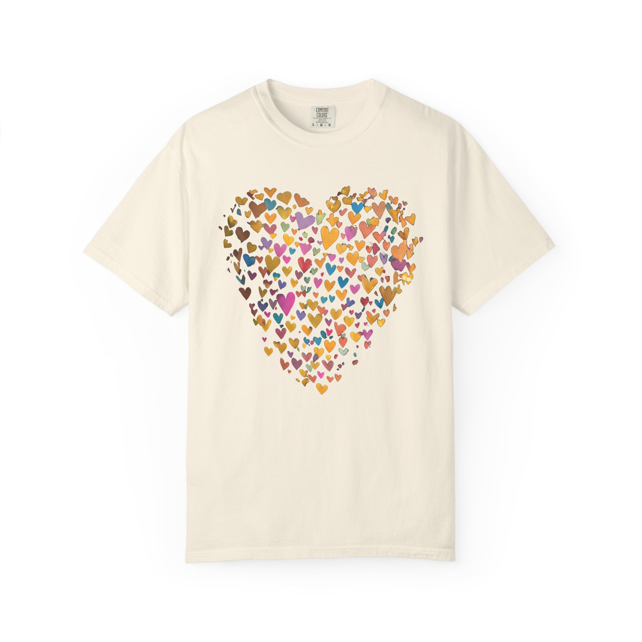 Colorful Heart Collage T-Shirt – Cute Valentine Love Art Tee Gift - Image 3