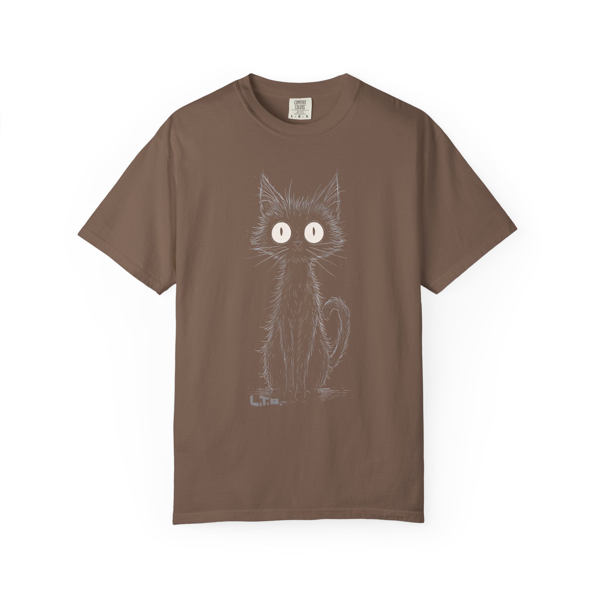 Cat Sketch T-Shirt — Cute Wide-Eyed Kitty Graphic Tee - Image 4