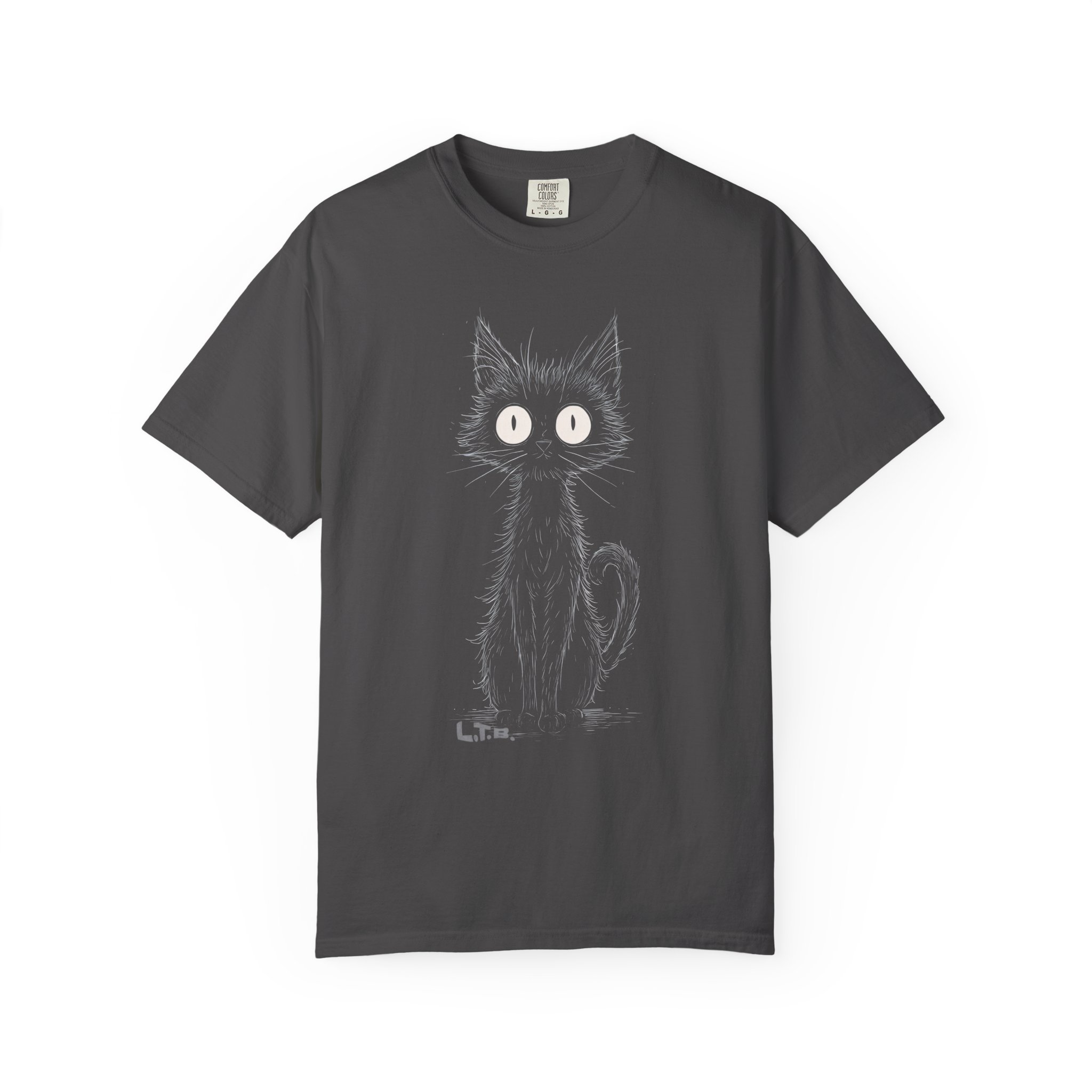 Cat Sketch T-Shirt — Cute Wide-Eyed Kitty Graphic Tee - Image 7