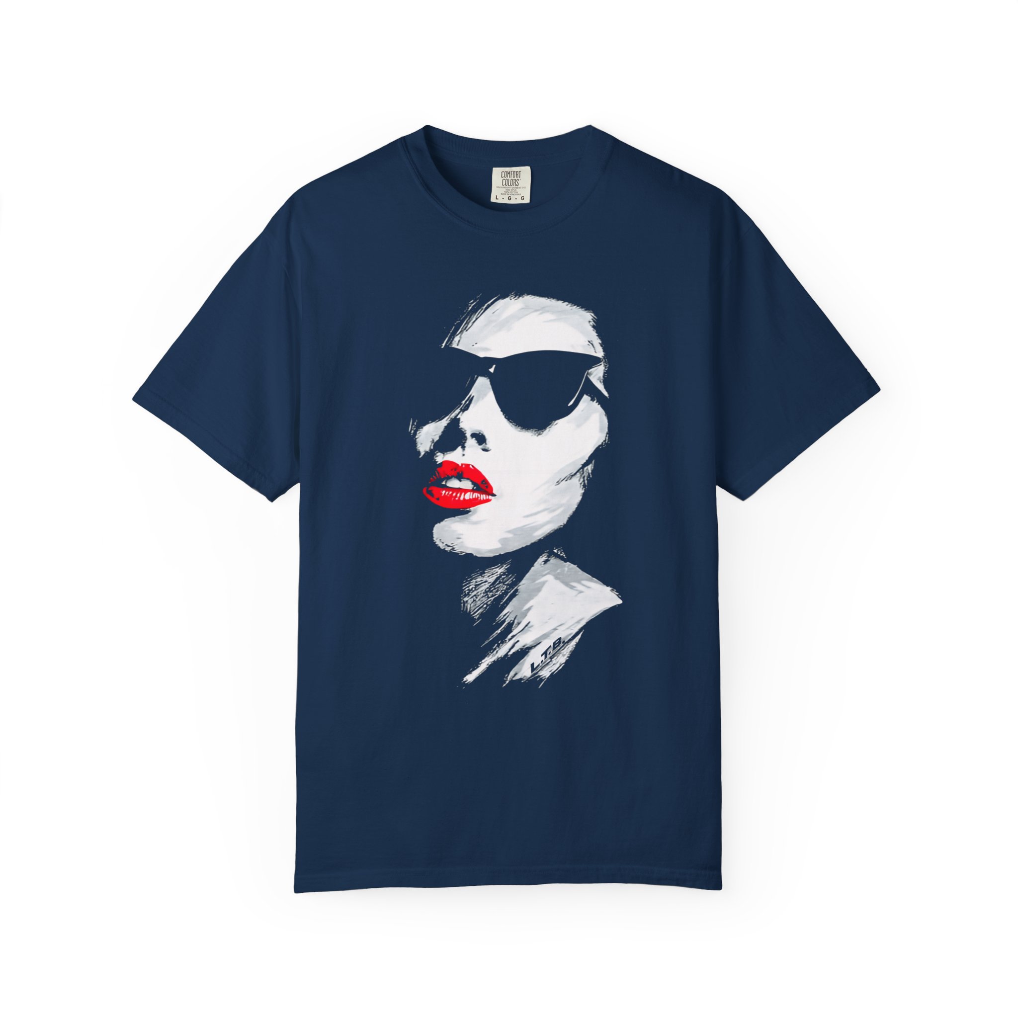 Graphic T-Shirt — Chic Woman Portrait with Red Lips - Image 4