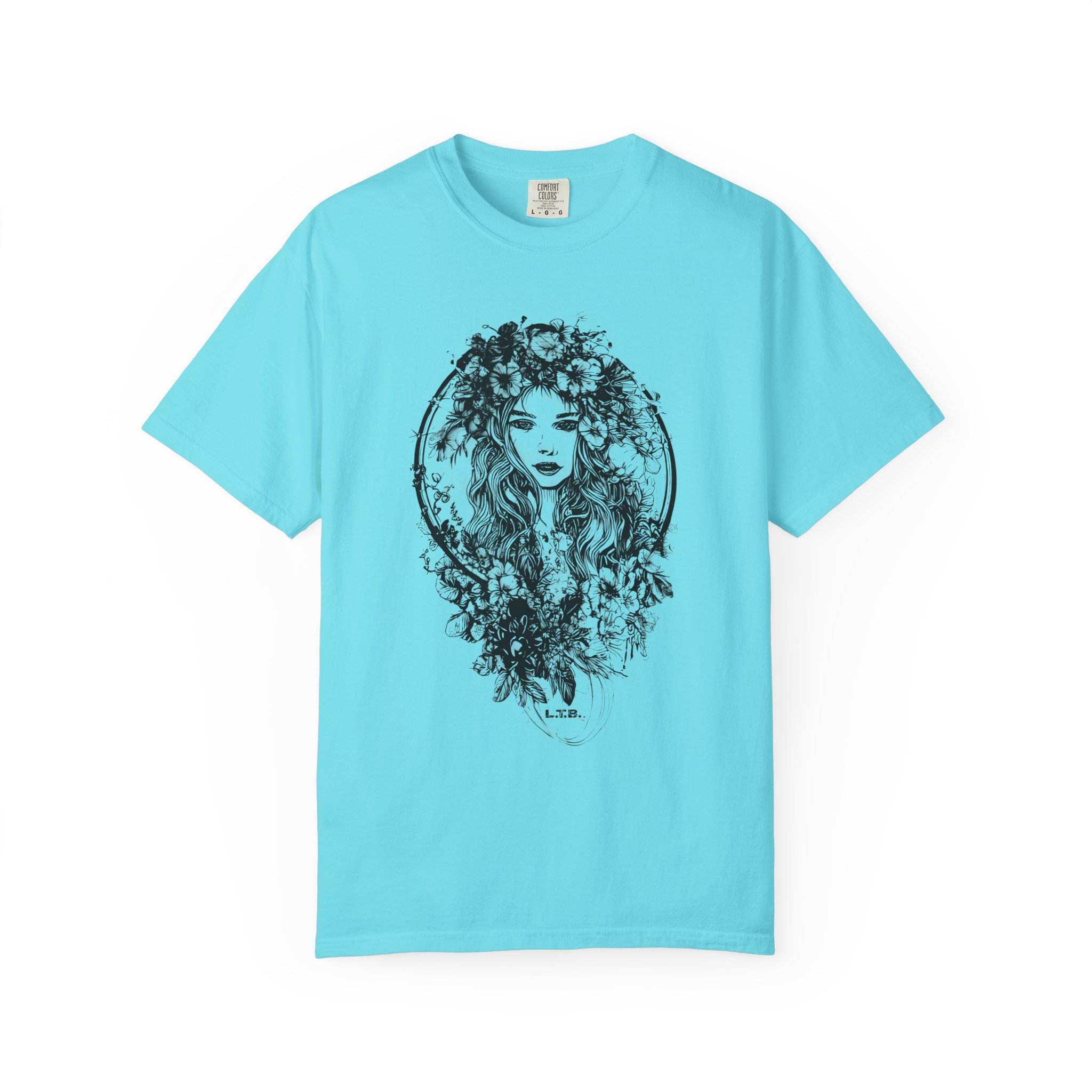 Floral Muse Portrait T-Shirt — Elegant Botanical Art Graphic Tee - Image 9