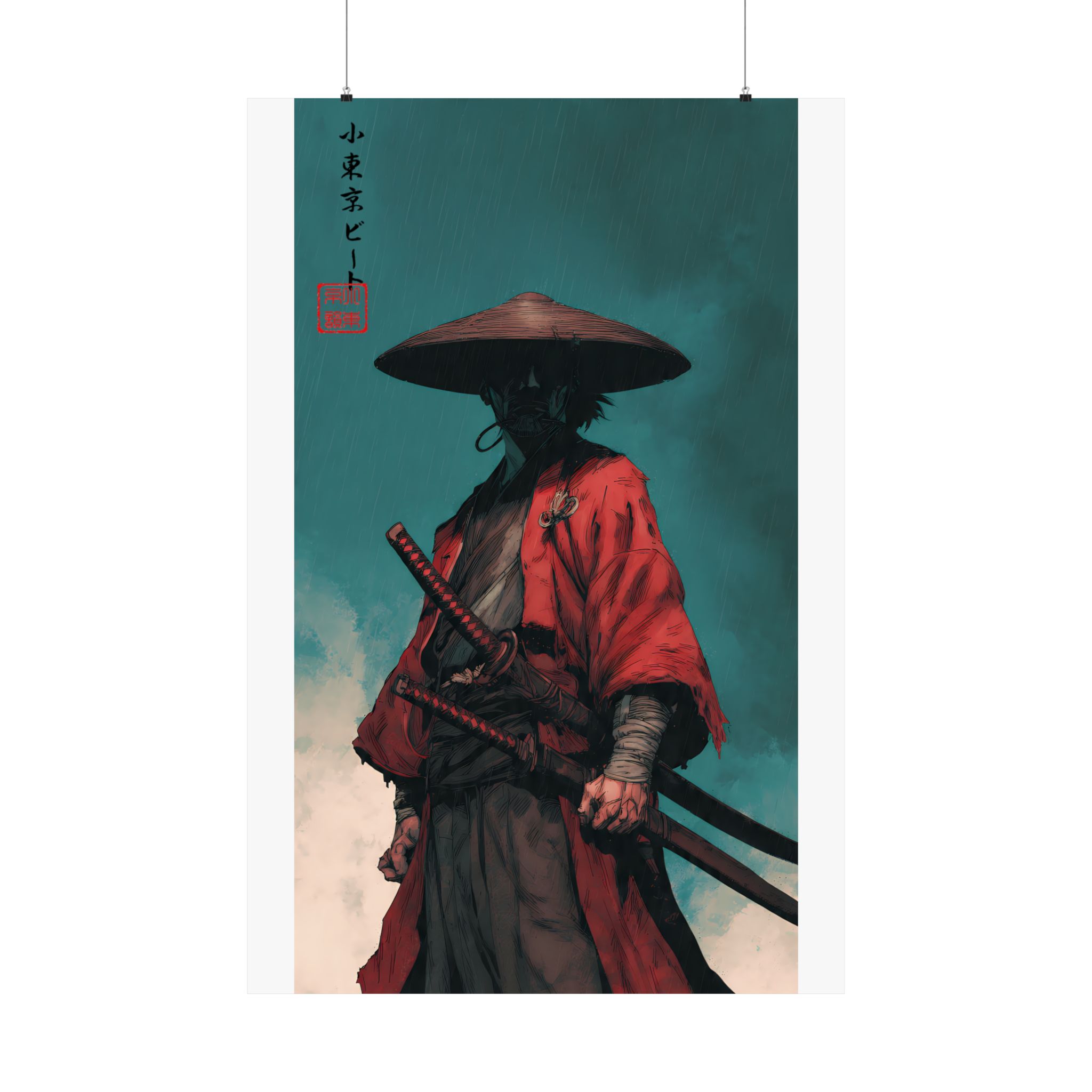 Red Ronin Samurai Poster — Rain-Soaked Warrior Art Print - Image 13