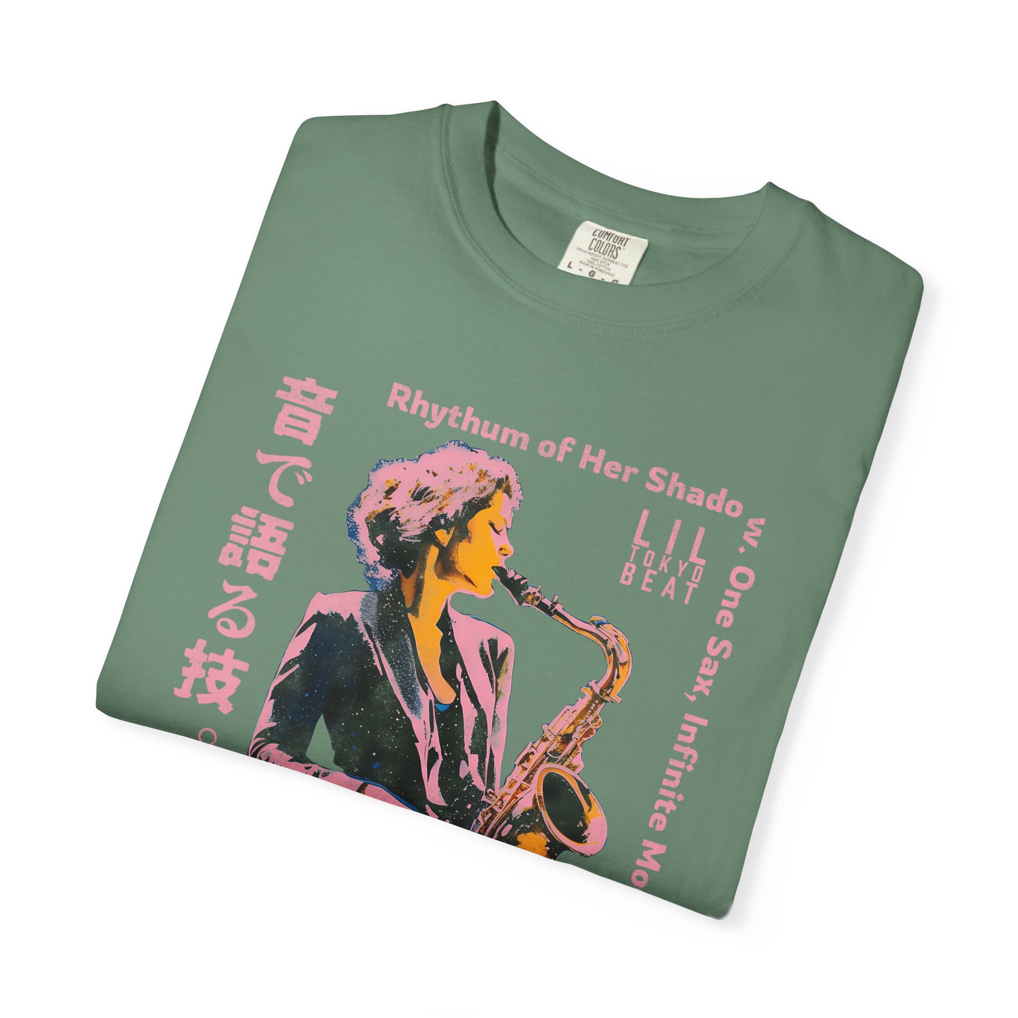 Saxophone Graphic Tee, Unisex Jazz T-shirt, Tokyo Urban Music Shirt, Japanese Design Top, Garment-Dyed Cotton Clothing, t0 - Image 12