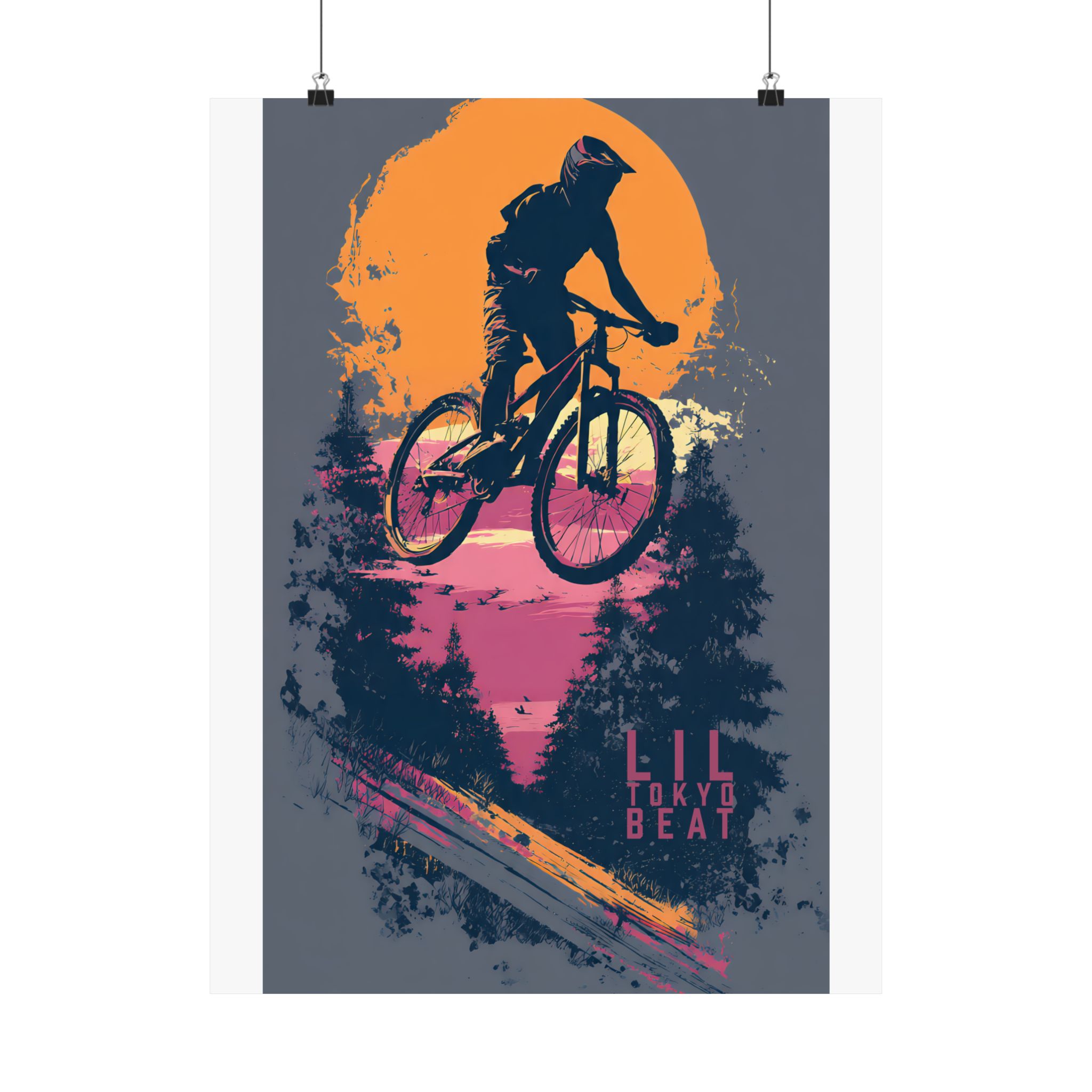 Mountain Bike Matte Sunset Poster | Neon Urban Sports Wall Art - Image 14