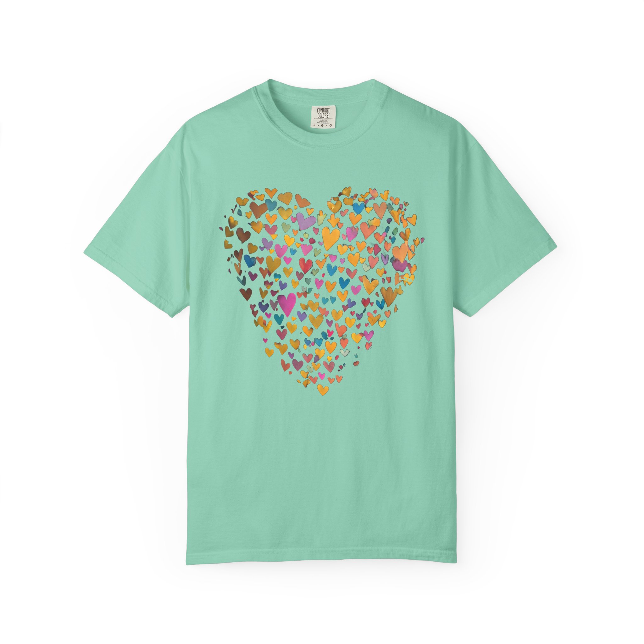 Colorful Heart Collage T-Shirt – Cute Valentine Love Art Tee Gift - Image 5