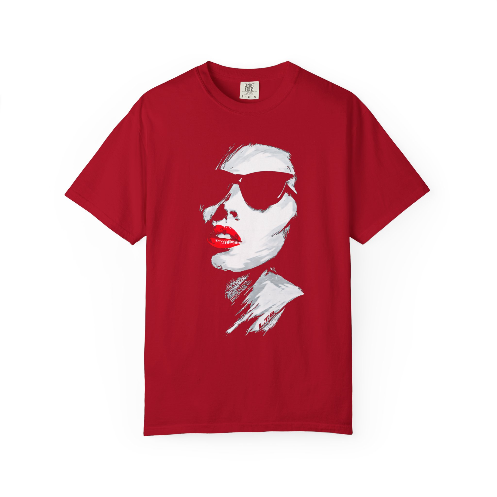 Graphic T-Shirt — Chic Woman Portrait with Red Lips - Image 7