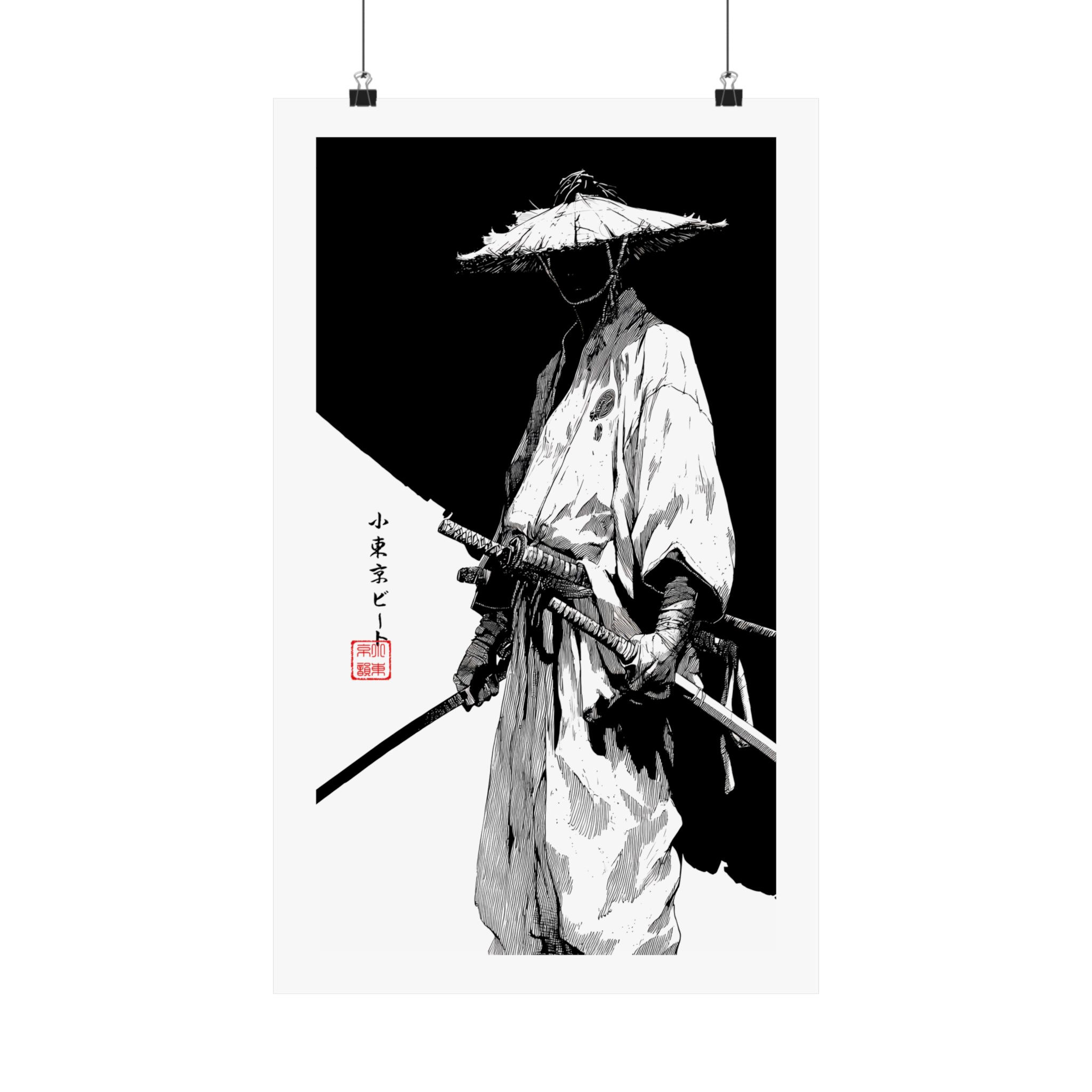 Samurai Warrior Matte Poster — Monochrome Japanese Sword Art Print - Image 7