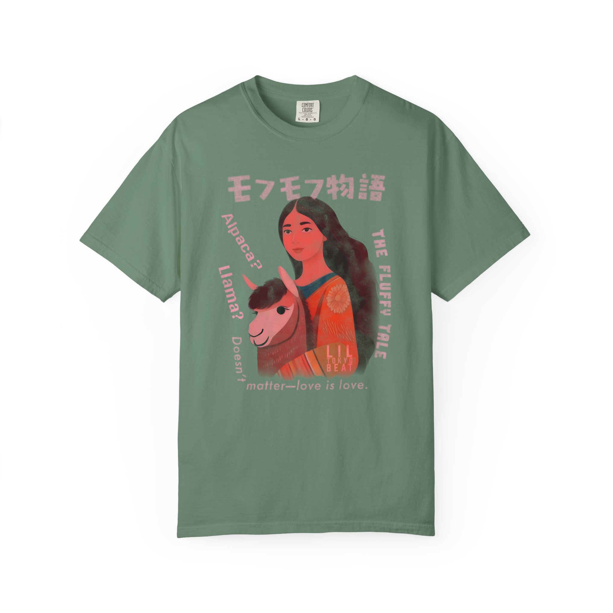 Fluffy Alpaca Llama Girl T-Shirt, Love Is Love Tee, Cute Animal Lover Top, Kawaii Graphic Shirt, Japanese Inspired Design, t0 - Image 5