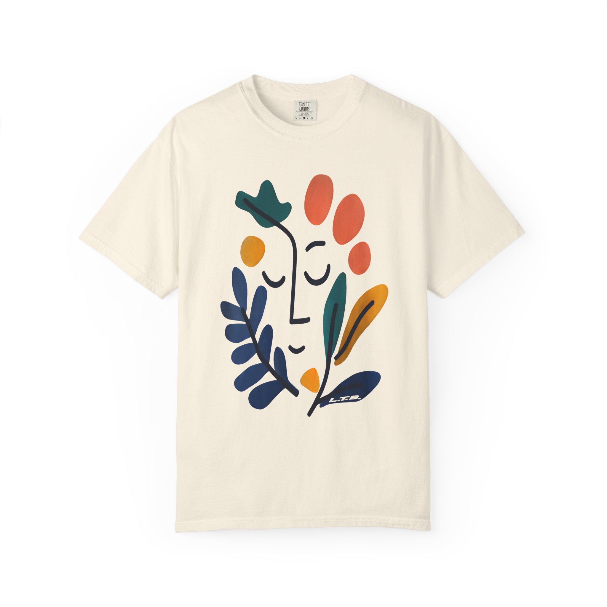 Abstract Floral Face T-Shirt — Minimalist Botanical Graphic Tee - Image 3