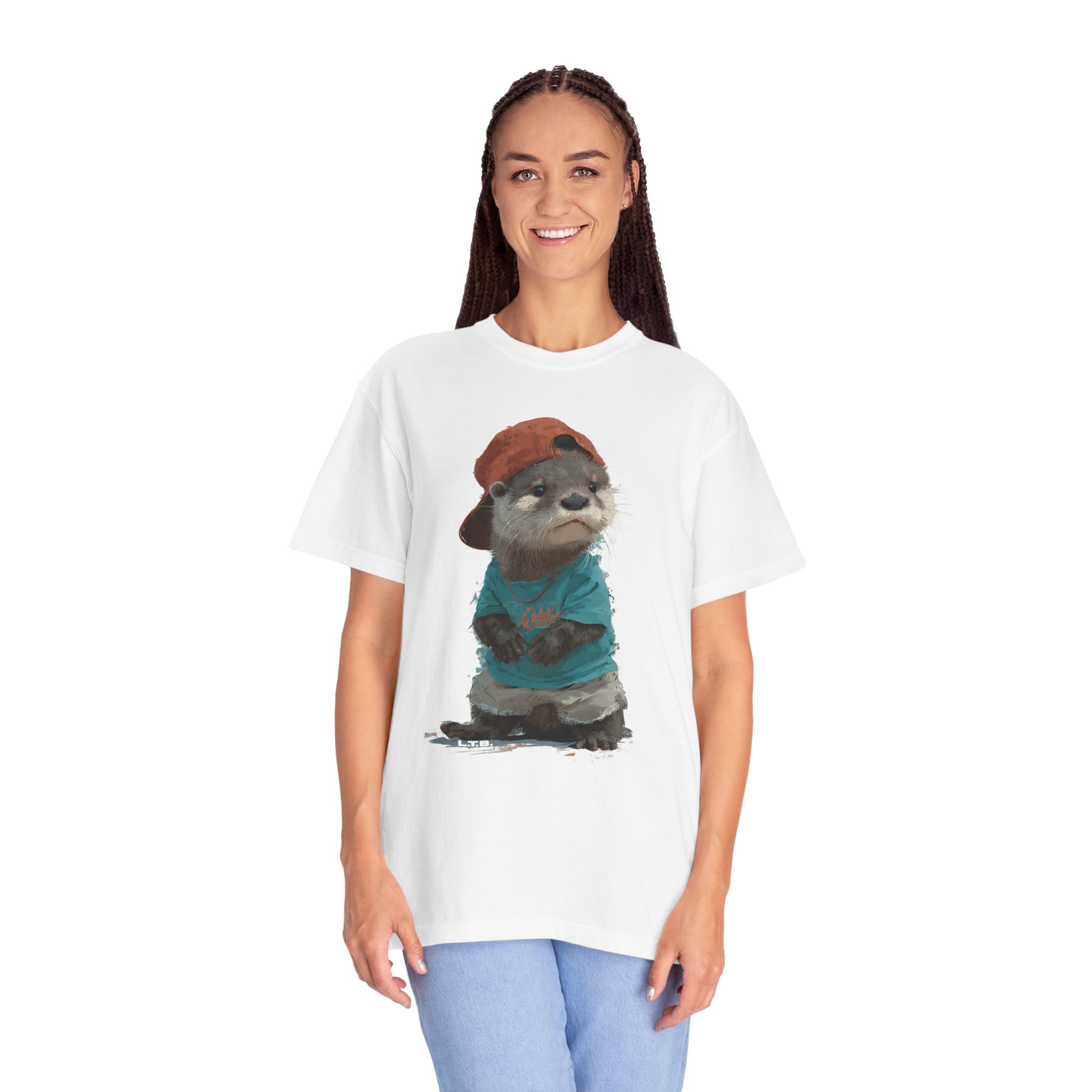 Otter in a Cap T-Shirt — Cute Casual Graphic Tee for Animal Lovers - Image 2