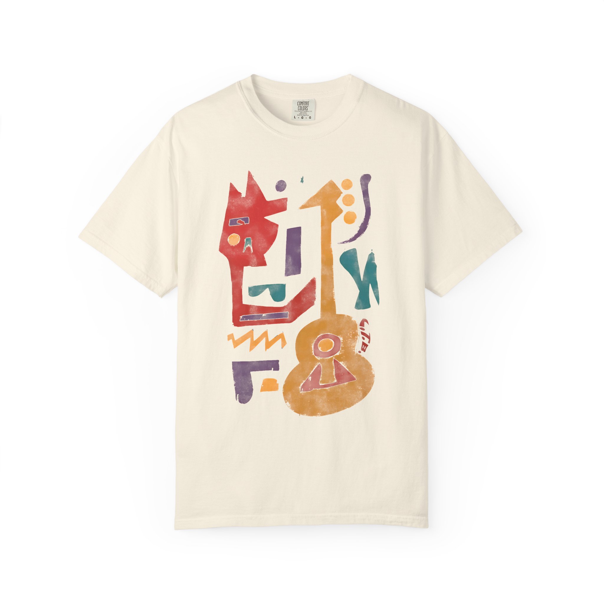 Colorful Guitar Abstract Music T-Shirt — Vibrant Guitar-Inspired Graphic Tee - Image 2