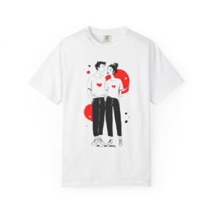 Couple Heart Valentine Tee — Matching Lovers Graphic T-Shirt
