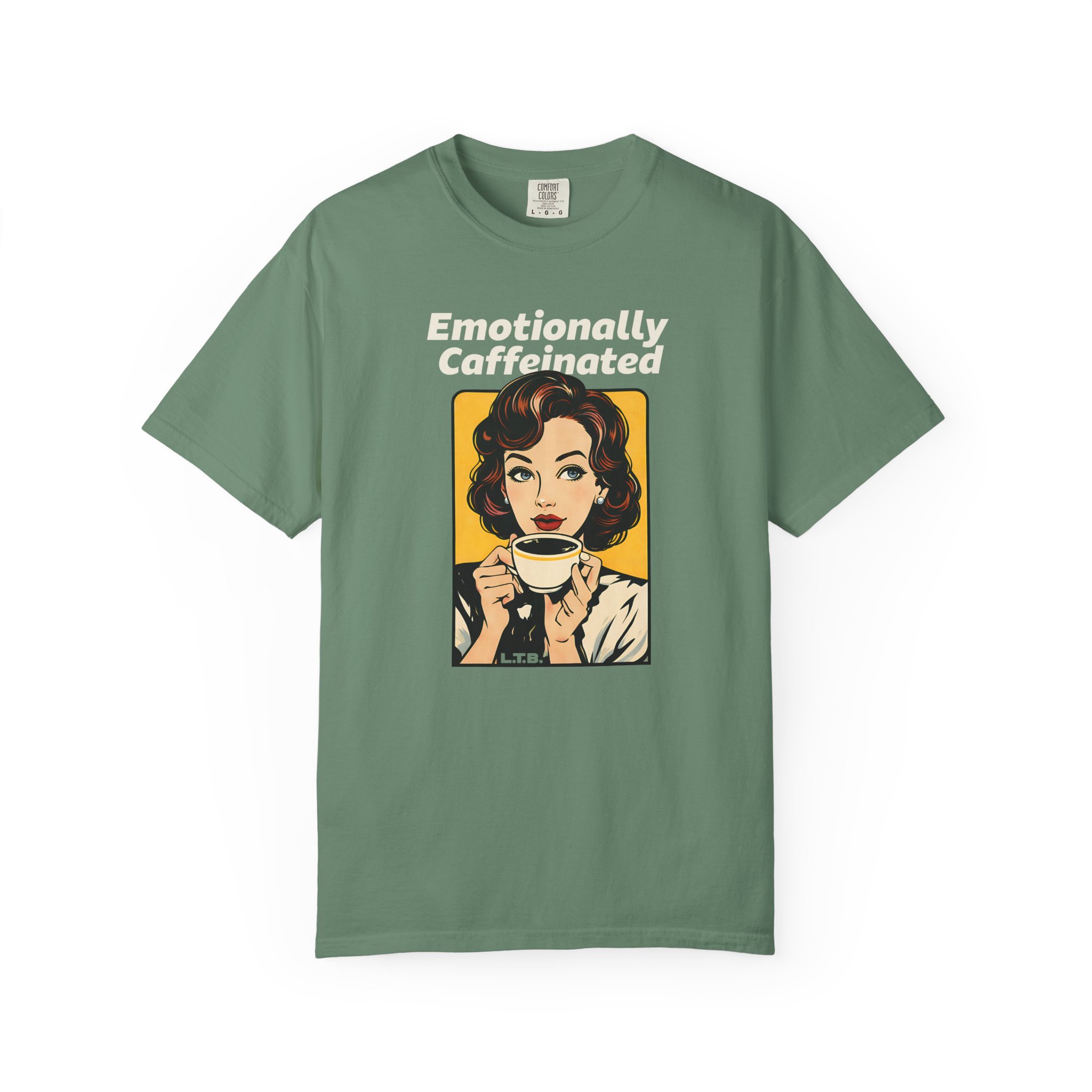 Emotionally Caffeinated T-Shirt – Funny Coffee Graphic Tee - Image 3