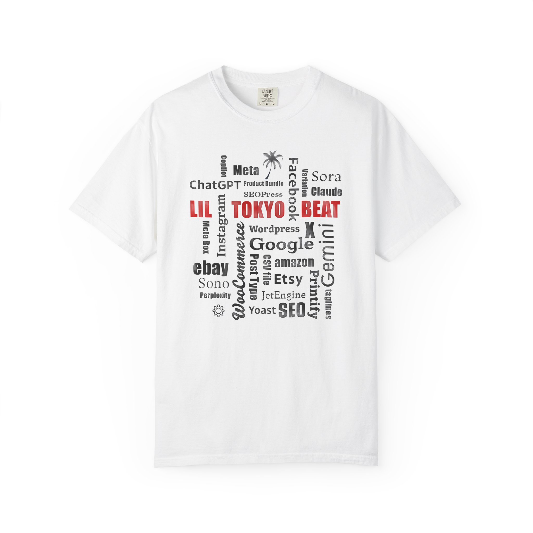 Tokyo Beat Word Cloud T-Shirt — Tech & SEO Graphic Tee, Letter Black - Image 3