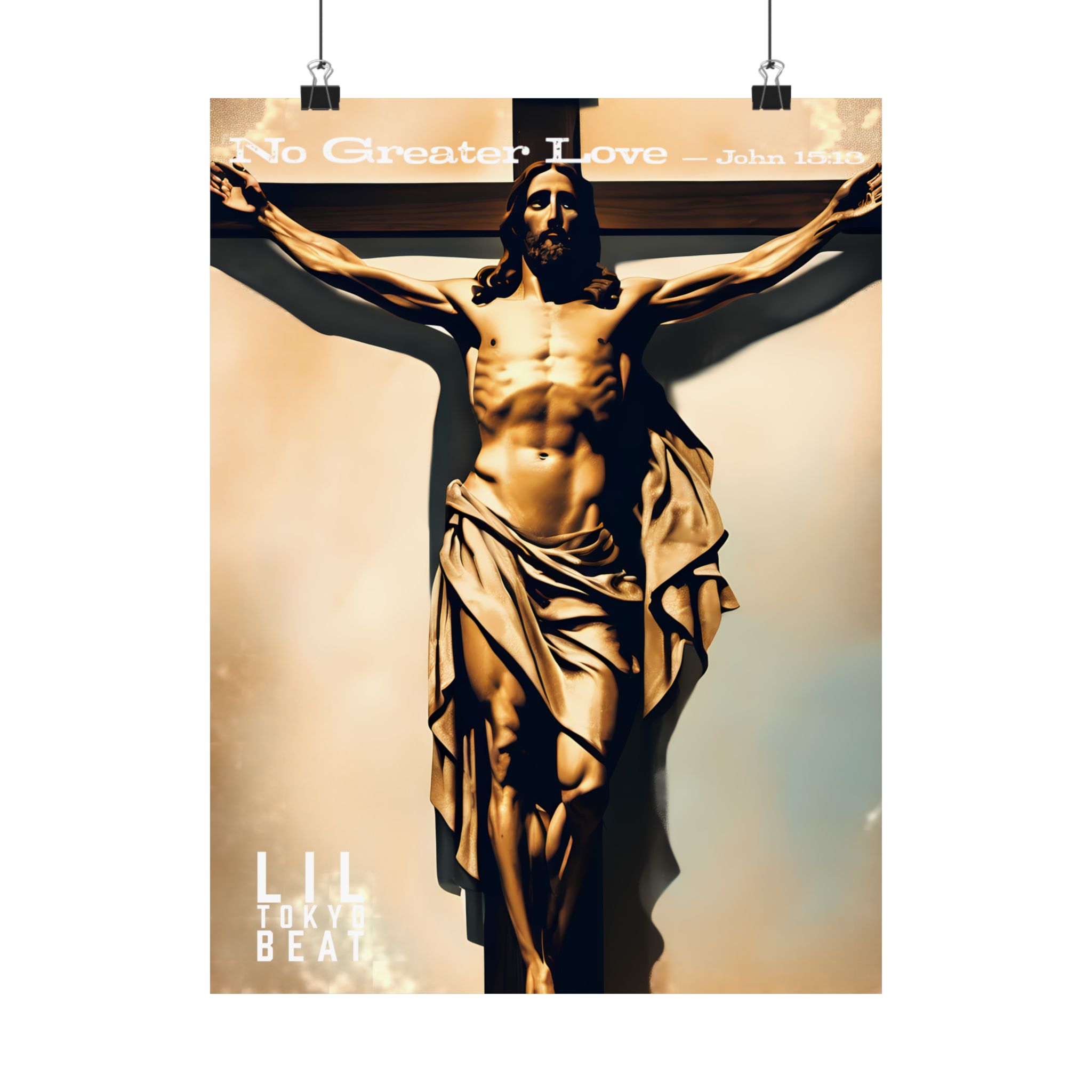 Crucifixion Matte Poster — "No Greater Love" John 15:13 Religious Wall Art - Image 5