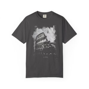Roman Colosseum Grunge Tee — Timeless Black & White Street Art Shirt