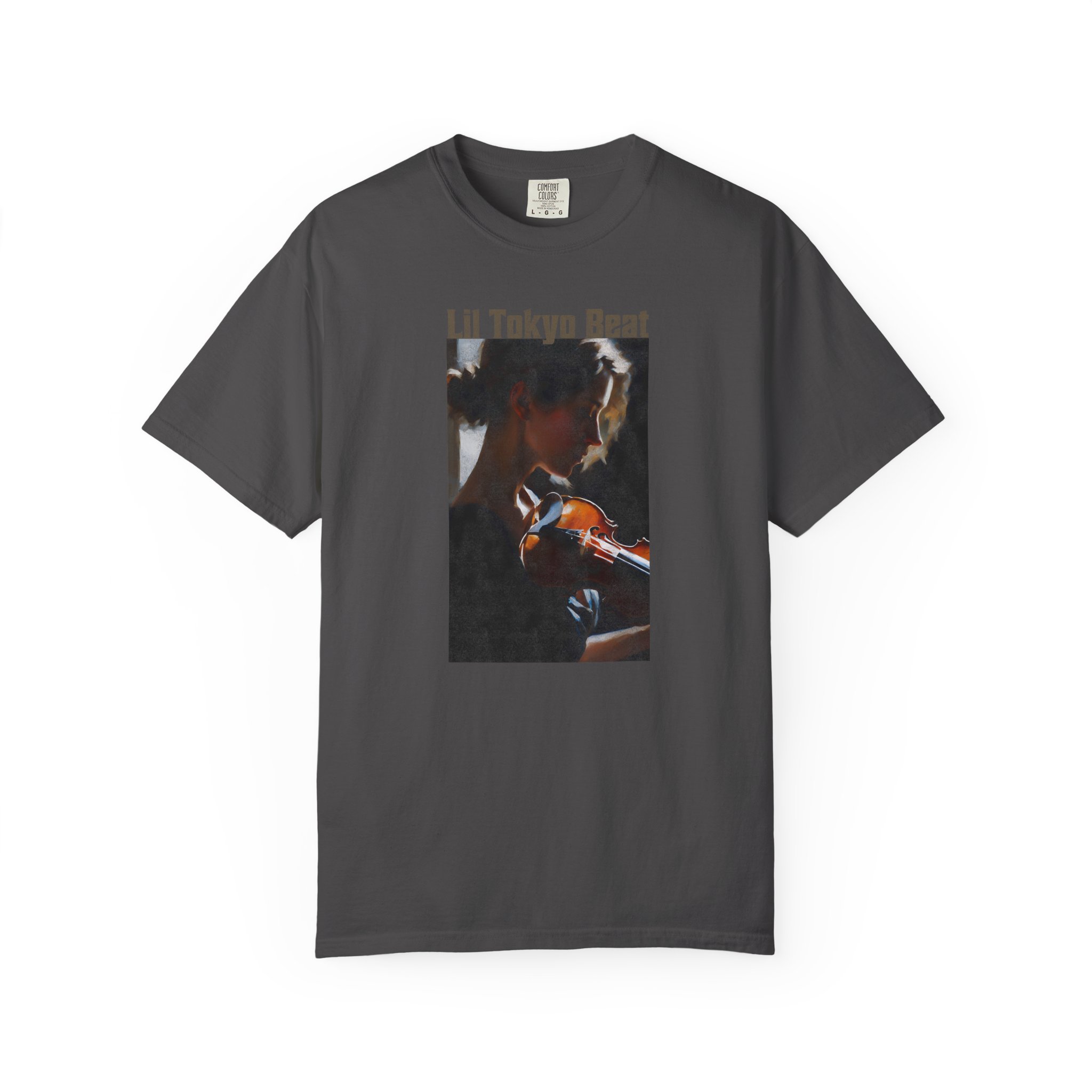Lil Tokyo Beat Violin Art Tee, grunge Rust Color t-shirts, Emotional Music-Inspired Streetwear, Everyday Wear, t0 - Image 9