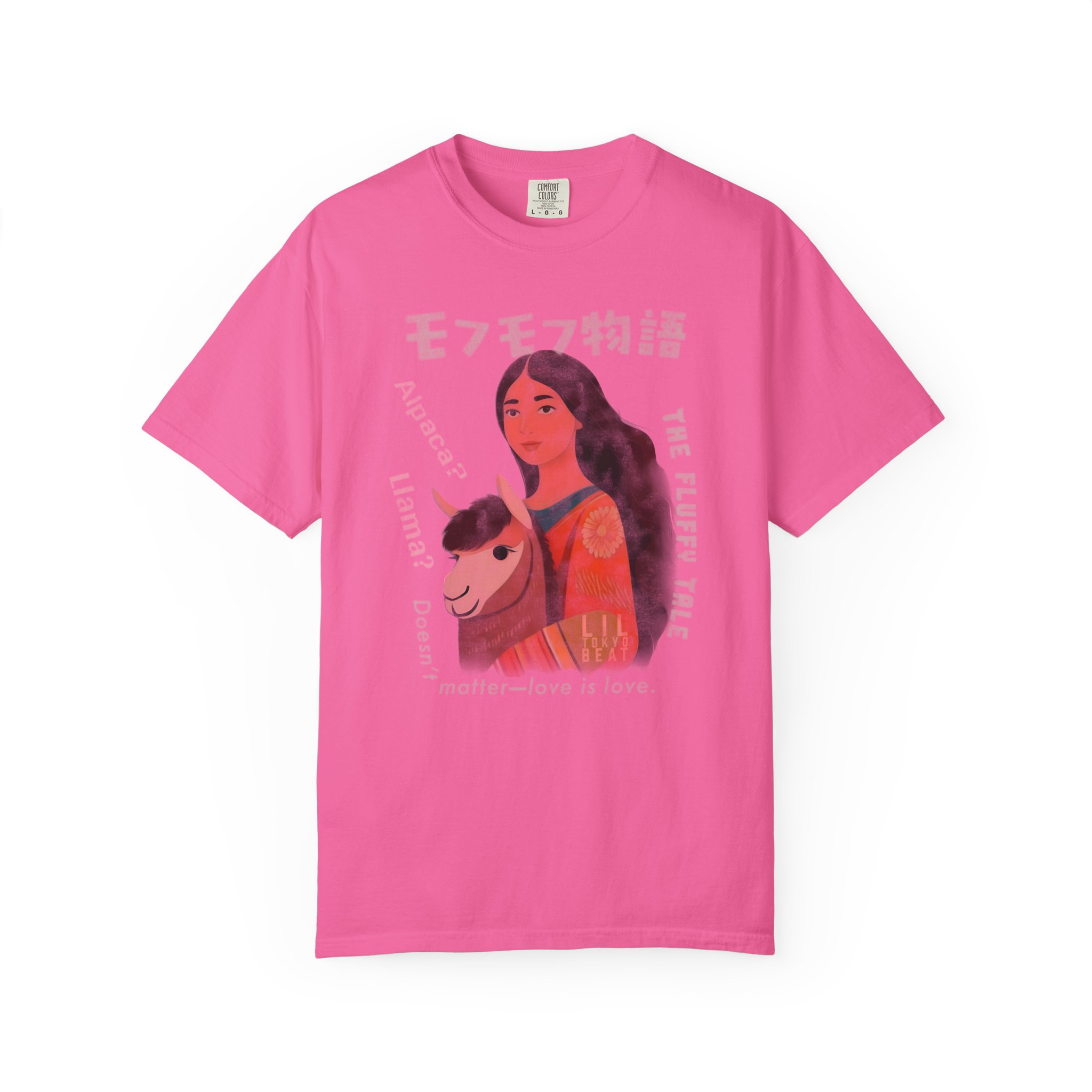 Fluffy Alpaca Llama Girl T-Shirt, Love Is Love Tee, Cute Animal Lover Top, Kawaii Graphic Shirt, Japanese Inspired Design, t0 - Image 15