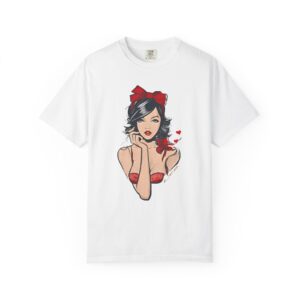Valentine Pin-Up Girl Tee – Retro Romantic Vintage Art with Red Ribbon T-Shirt