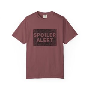 Spoiler Alert Graphic T-Shirt — Vintage Maroon Tee for Movie & TV Fans, t2