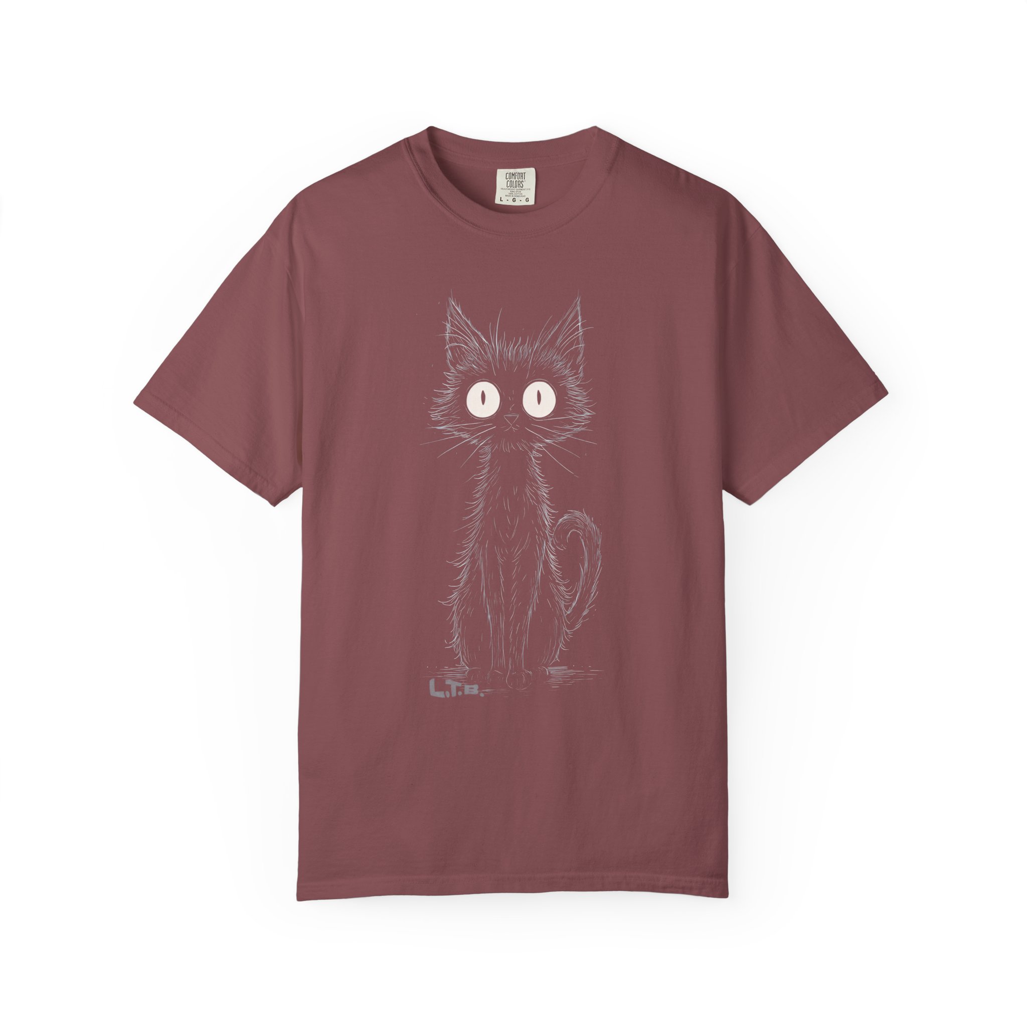 Cat Sketch T-Shirt — Cute Wide-Eyed Kitty Graphic Tee - Image 3