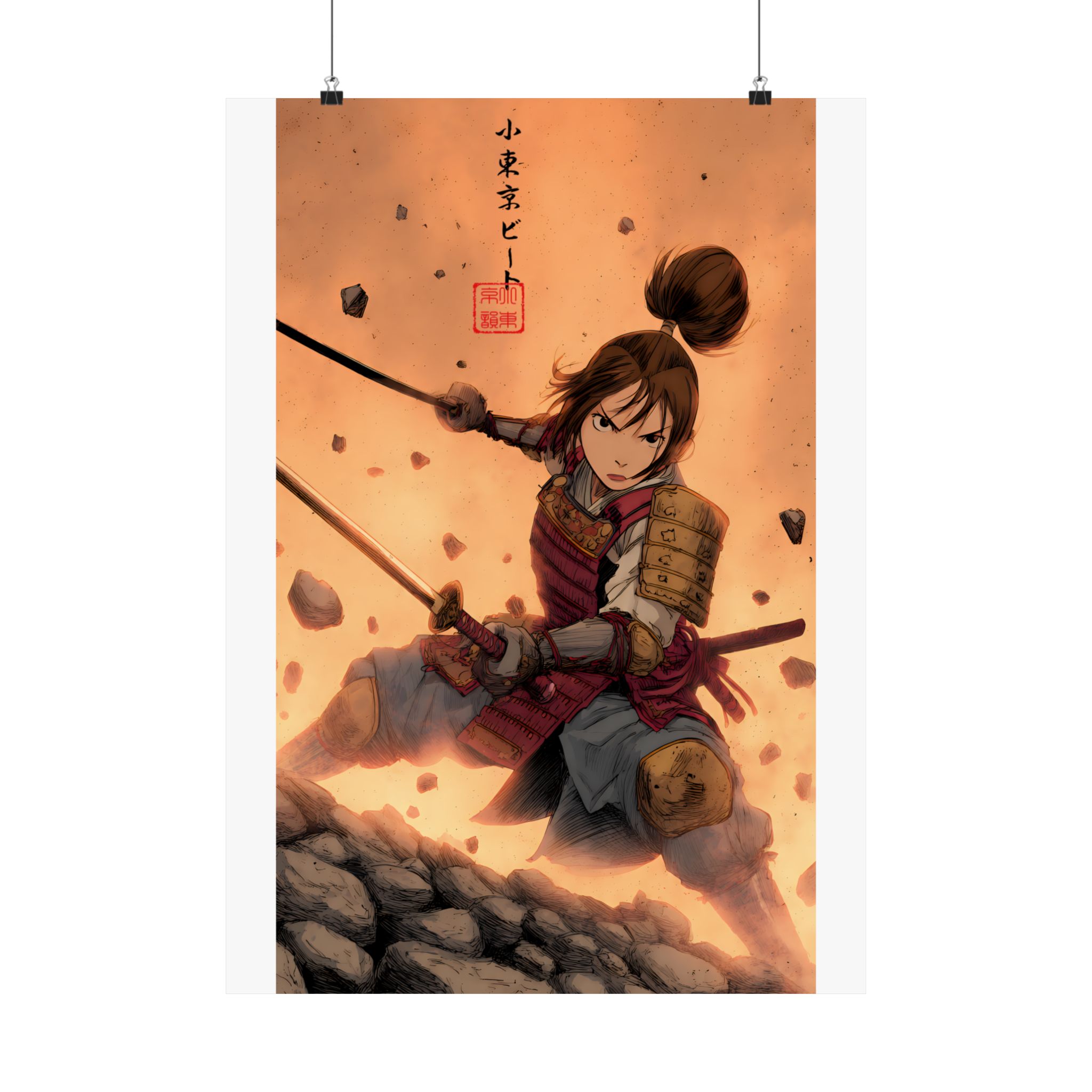 Samurai Girl Battle Matte Poster — Anime Warrior Action Vertical Wall Art - Image 8