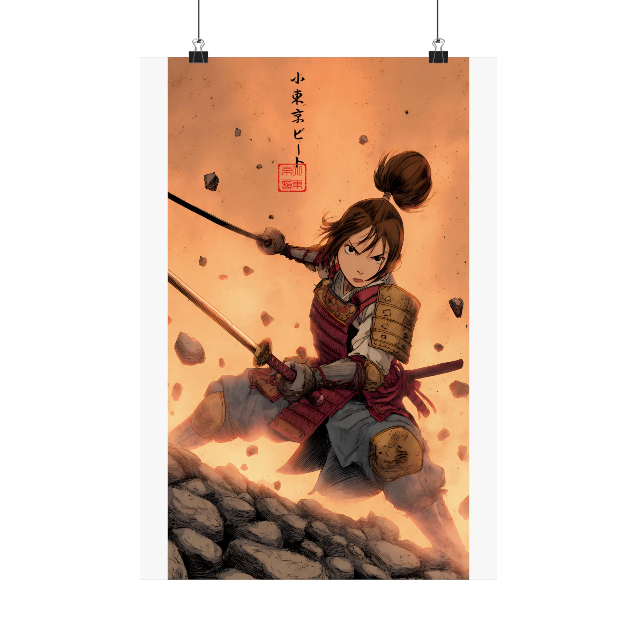 Samurai Girl Battle Matte Poster — Anime Warrior Action Vertical Wall Art - Image 5