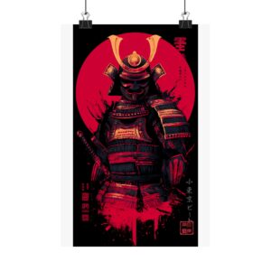 Samurai Poster — Red Sun Matte Vertical Art Print