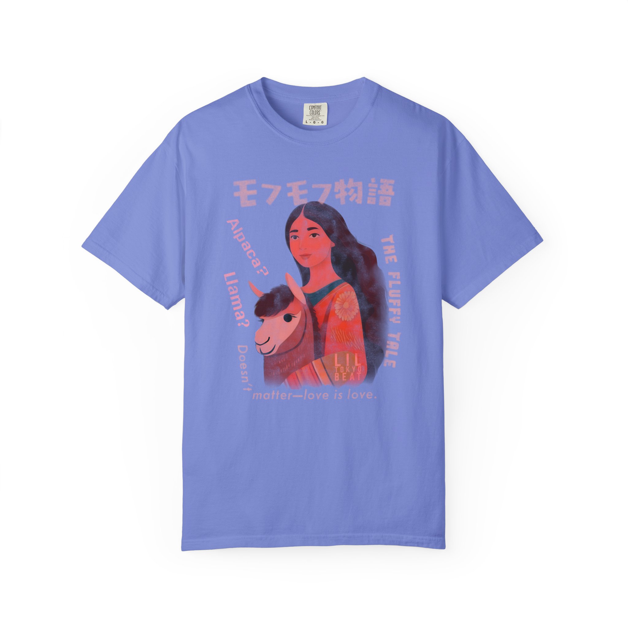 Fluffy Alpaca Llama Girl T-Shirt, Love Is Love Tee, Cute Animal Lover Top, Kawaii Graphic Shirt, Japanese Inspired Design, t0 - Image 6