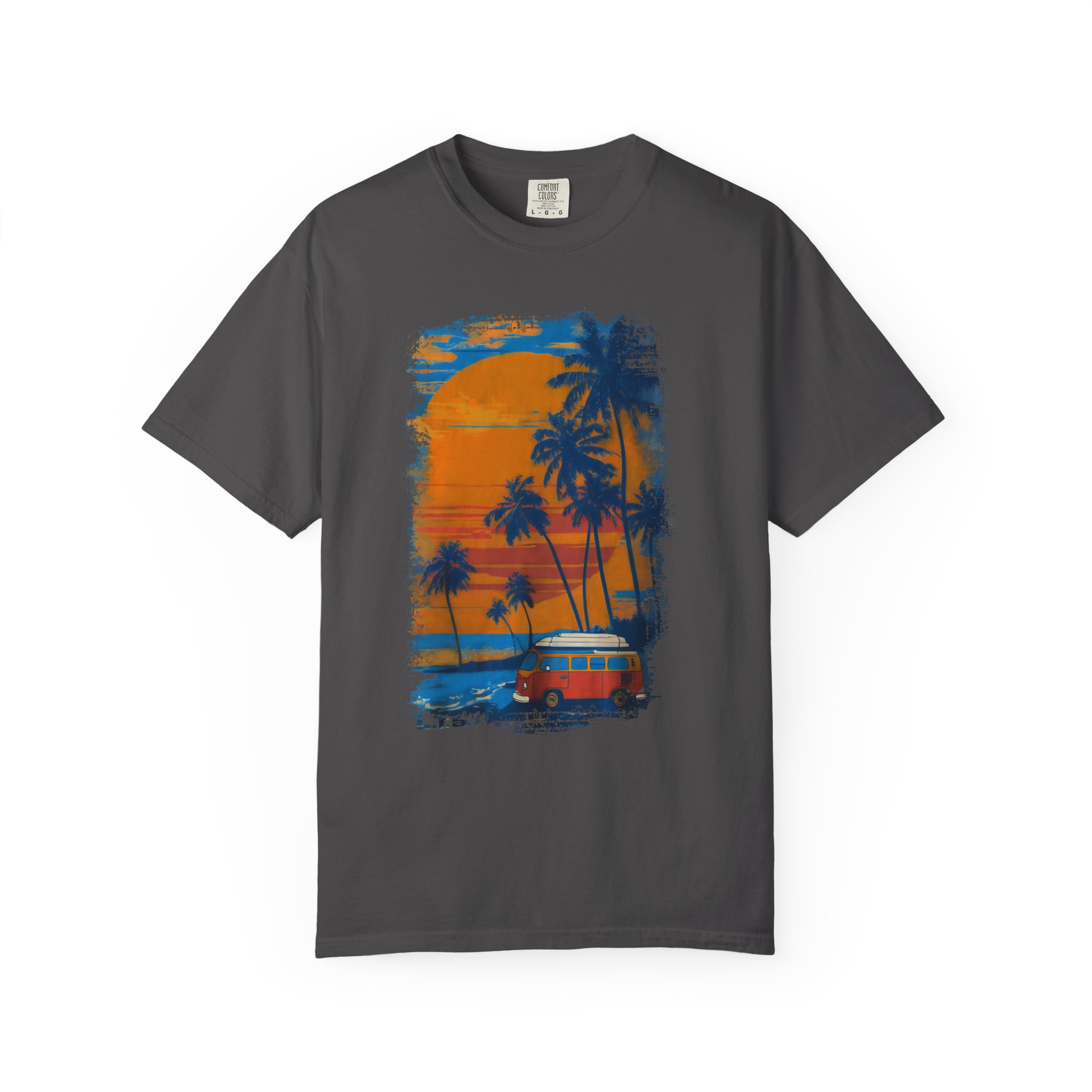 Sunset Beach Van Graphic Tee | Retro Coastal Palm Art T-Shirt - Image 8