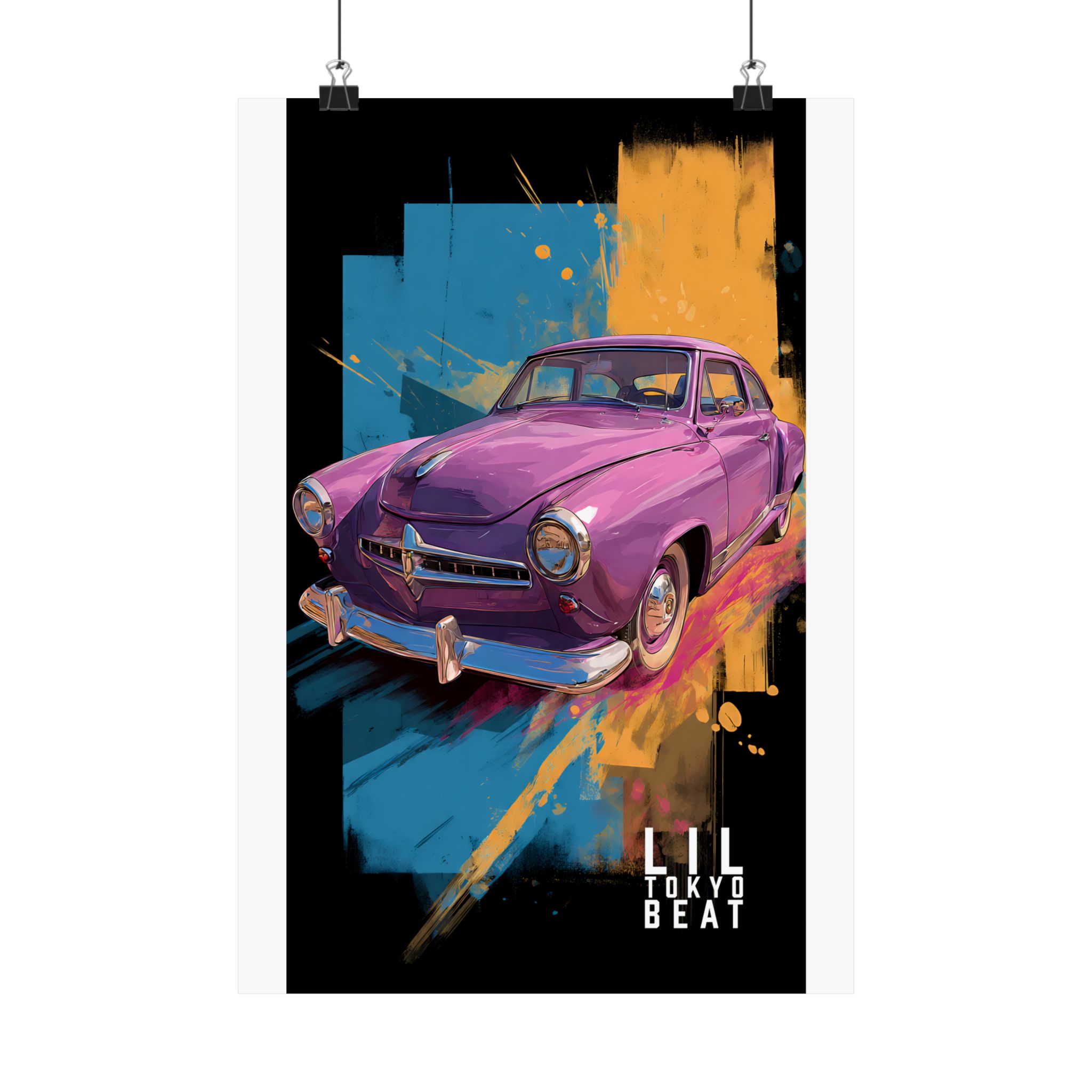 Retro Purple Classic Car Poster — Pop Art Vintage Auto Wall Decor - Image 3