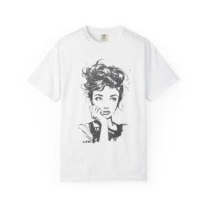 Old Hollywood Girl Line Art Vintage Glamour T-Shirt