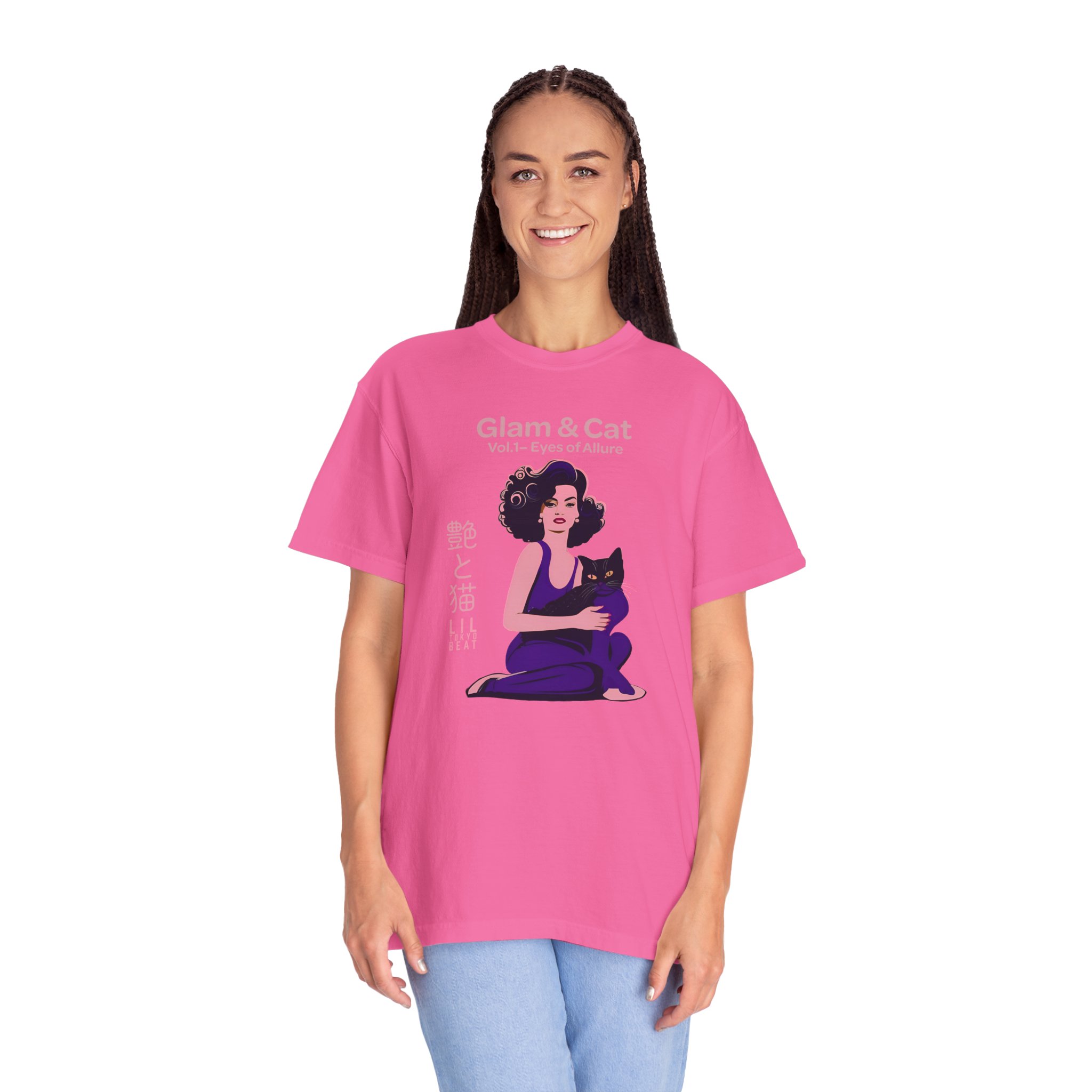 Glam and Cat Vol 1 Tee - Lil Tokyo Beat Shirt, Modern Interiors, Stylish Cat Lovers, Whispers of Elegance, Shadows & Desire, Mood Mystery, t0 - Image 2