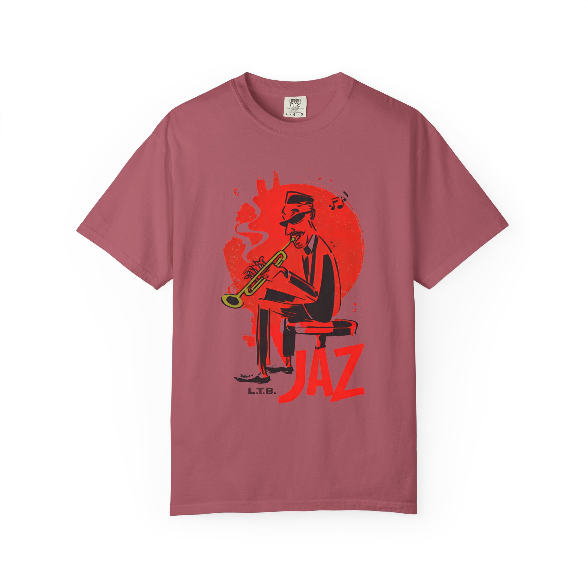 Smoky Jazz Trumpet T-Shirt — Red Circle Modern Music Art Tee - Image 14