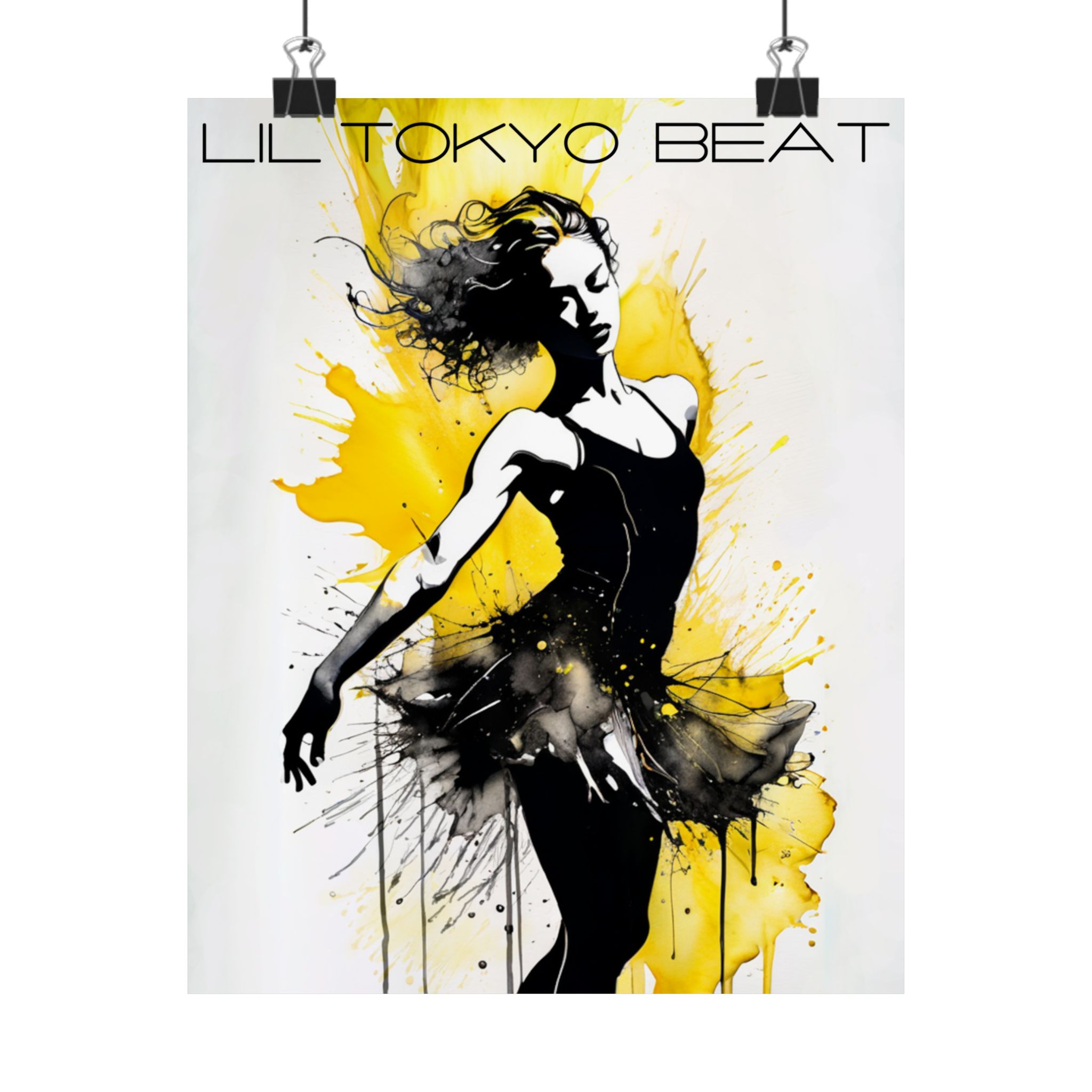 Vertical Dancer Posters, Ballerina Wall Art, Dance Move Prints, Abstract Surrealistic Decor, Black Yellow Brushstroke Art, Matte Vertical - Image 2