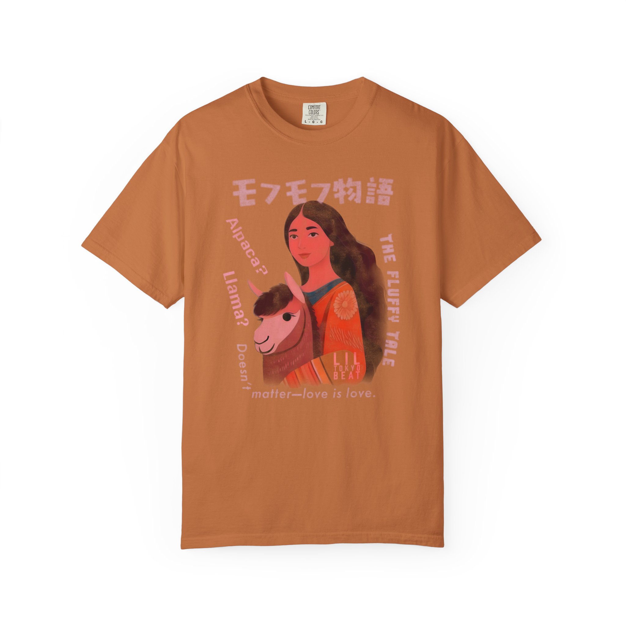 Fluffy Alpaca Llama Girl T-Shirt, Love Is Love Tee, Cute Animal Lover Top, Kawaii Graphic Shirt, Japanese Inspired Design, t0 - Image 2