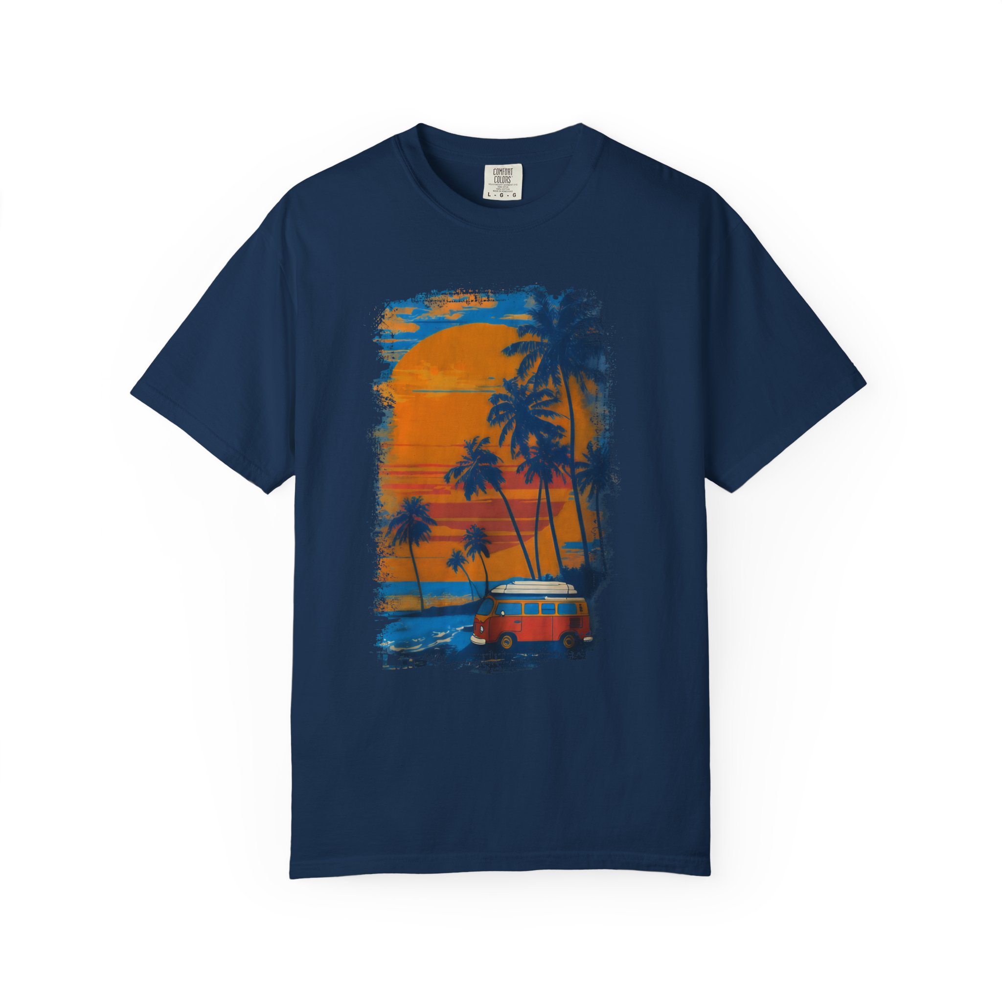 Sunset Beach Van Graphic Tee | Retro Coastal Palm Art T-Shirt - Image 10