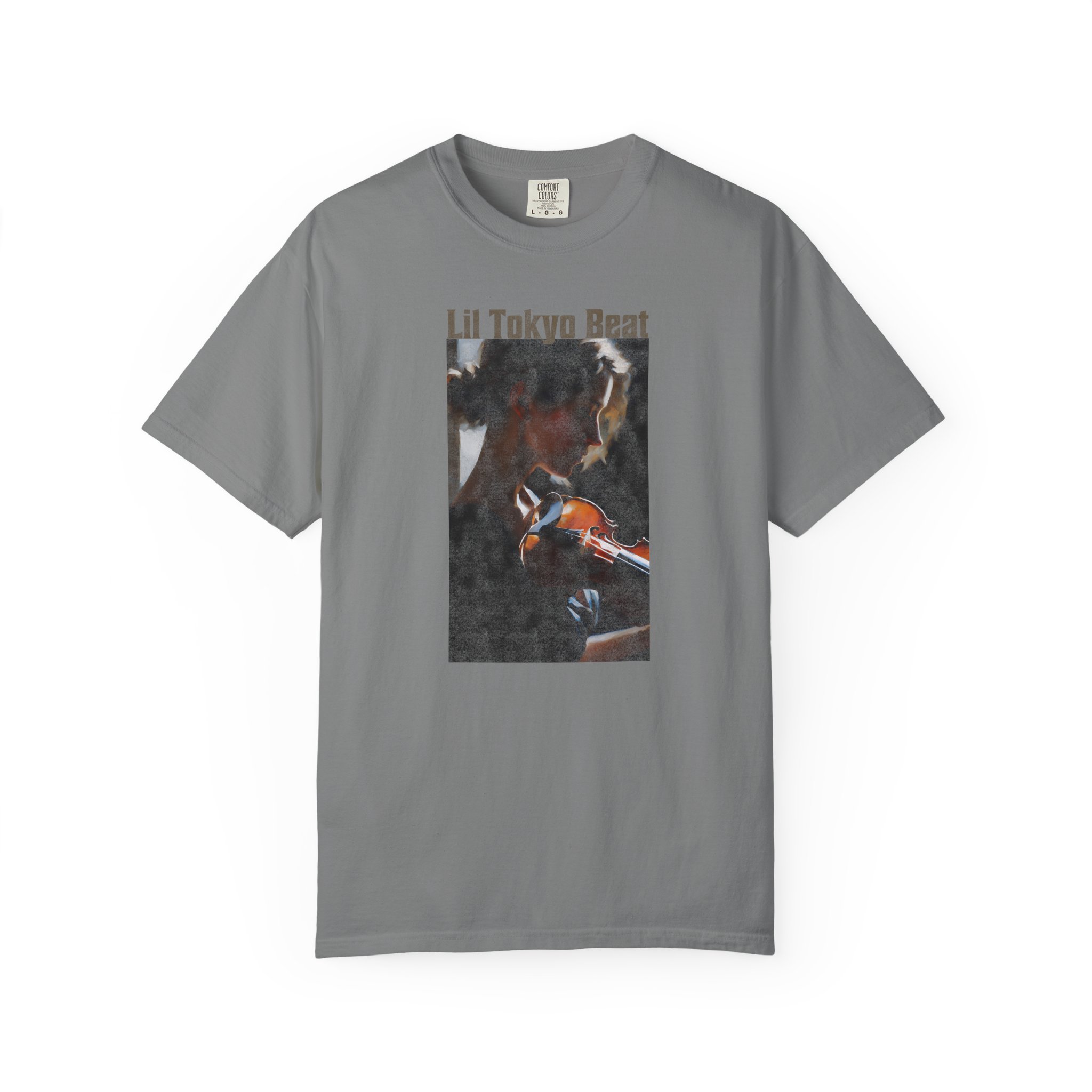 Lil Tokyo Beat Violin Art Tee, grunge Rust Color t-shirts, Emotional Music-Inspired Streetwear, Everyday Wear, t0 - Image 3