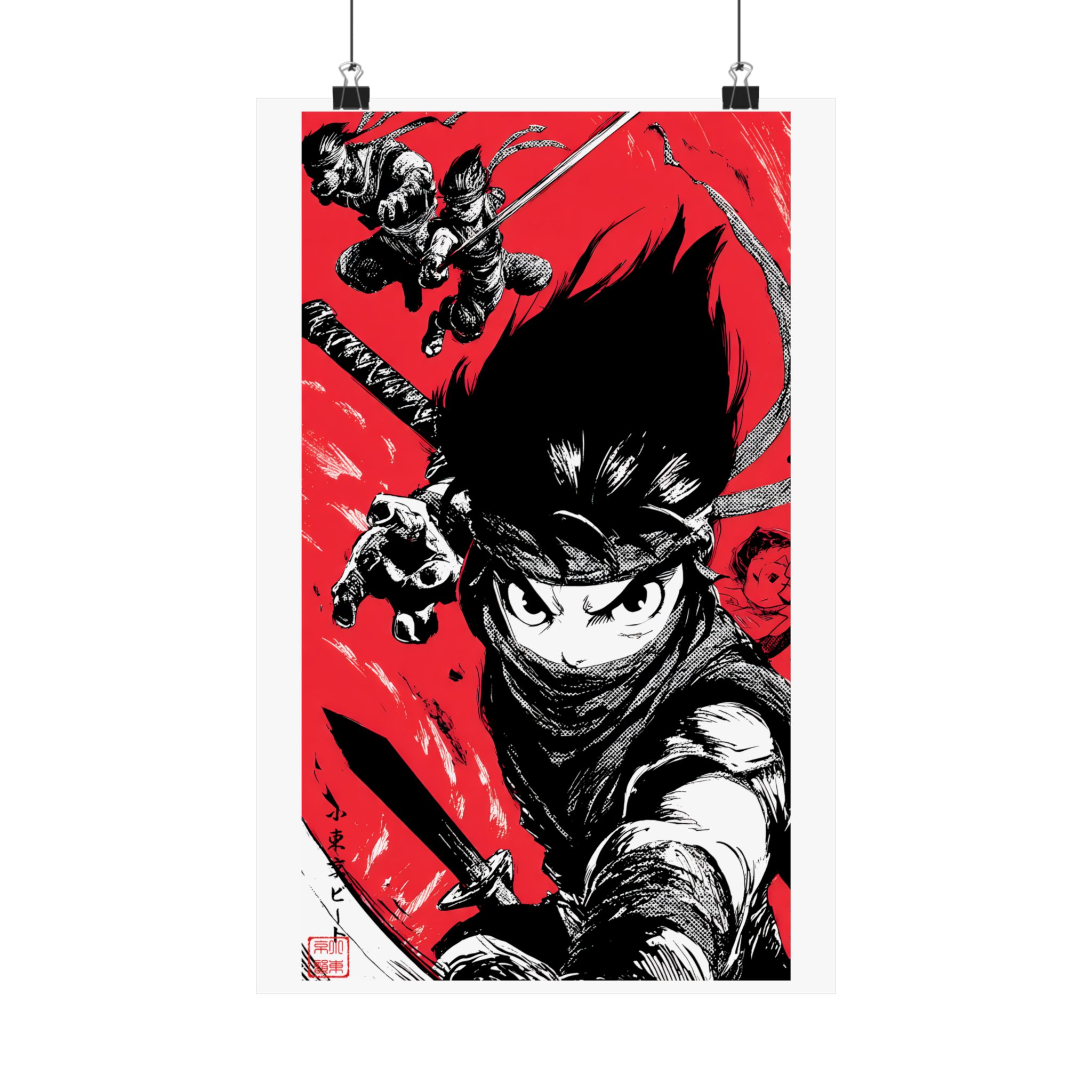 Ninja Anime Matte Poster — Red & Black Action Vertical Art Print - Image 3