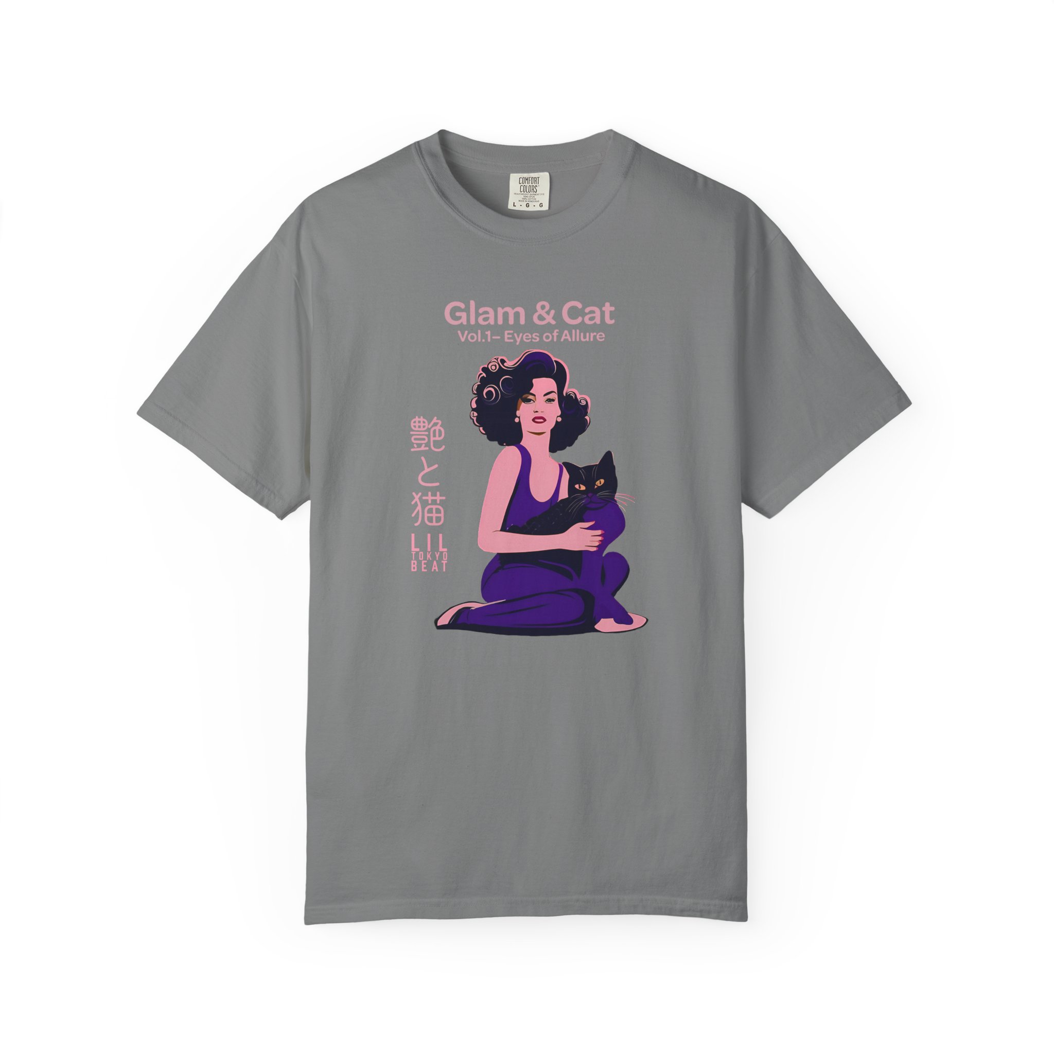Glam and Cat Vol 1 Tee - Lil Tokyo Beat Shirt, Modern Interiors, Stylish Cat Lovers, Whispers of Elegance, Shadows & Desire, Mood Mystery, t0 - Image 4