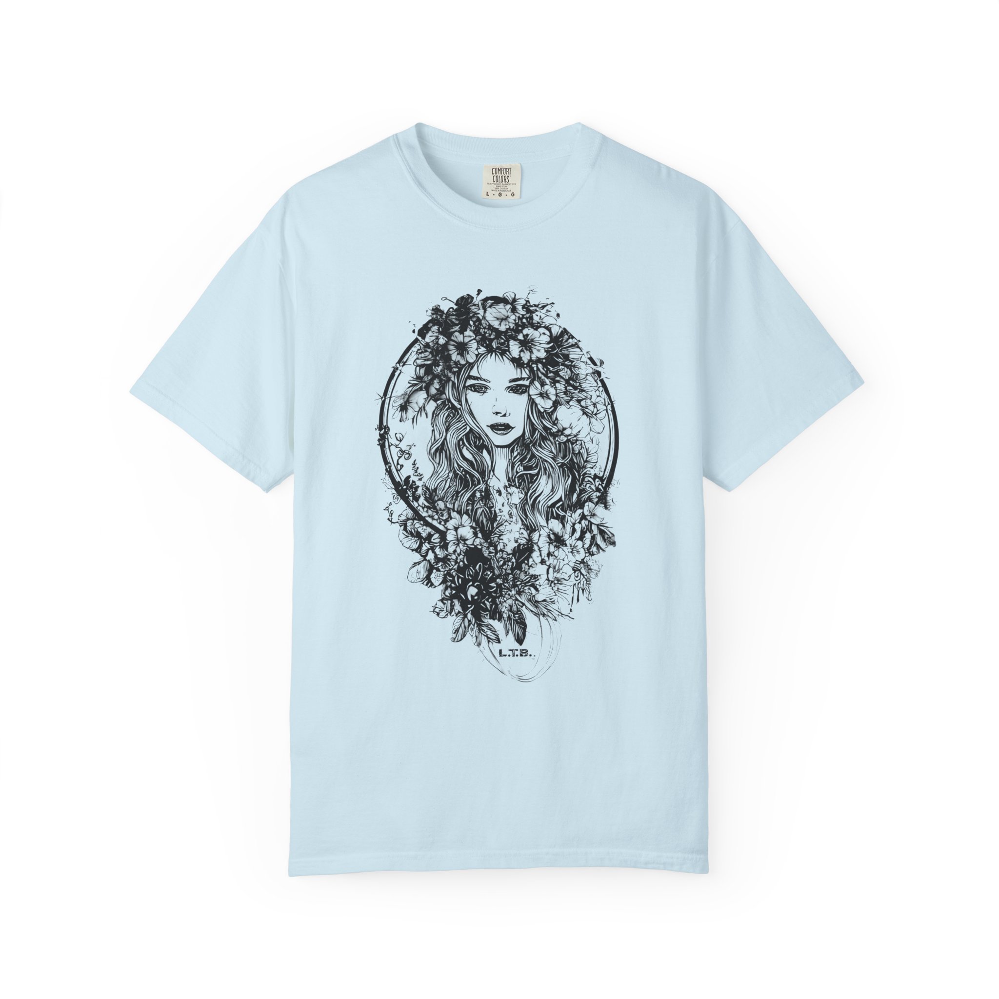 Floral Muse Portrait T-Shirt — Elegant Botanical Art Graphic Tee - Image 11