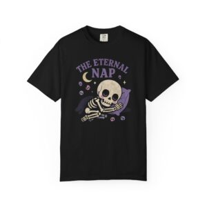 The Eternal Nap T-Shirt – Cute Gothic Skeleton Sleep Tee for Dark Humor Lovers