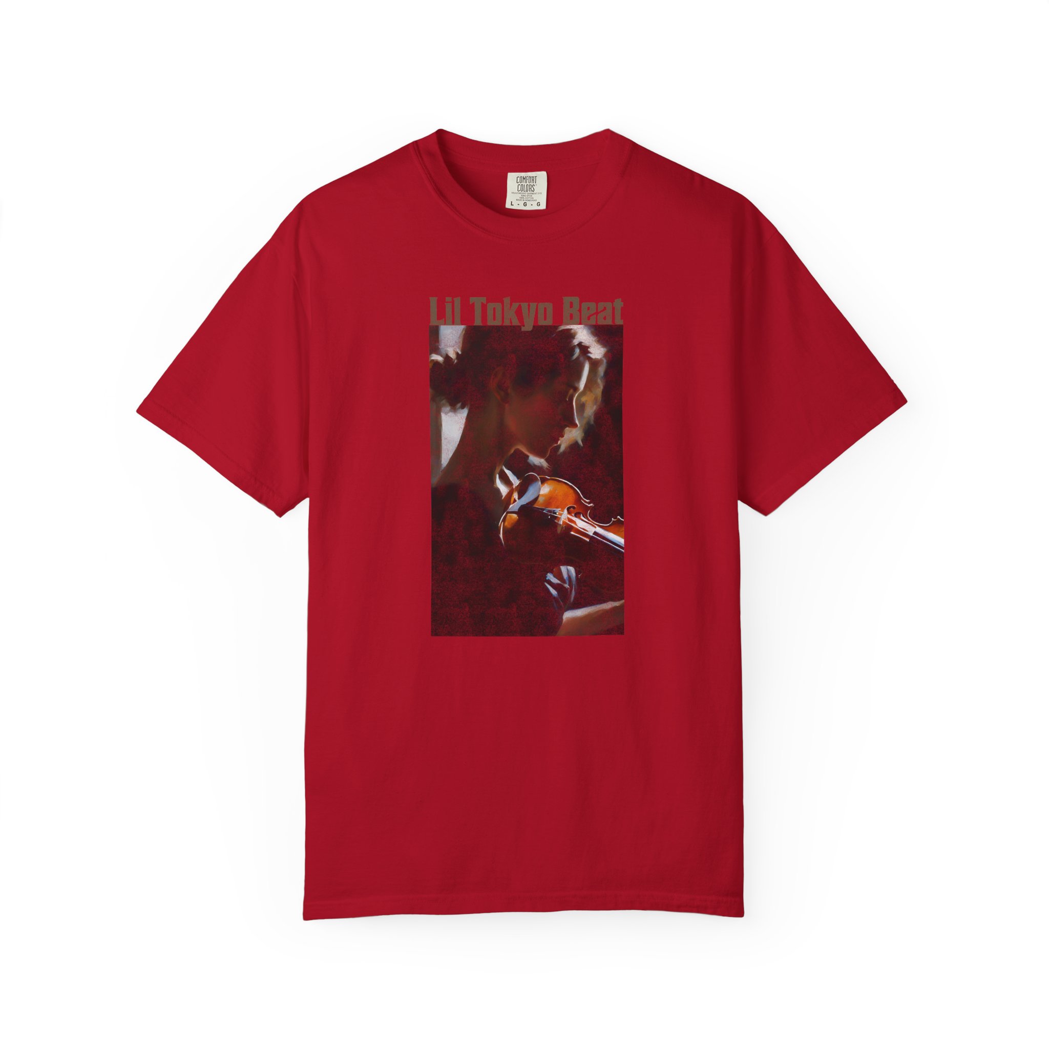 Lil Tokyo Beat Violin Art Tee, grunge Rust Color t-shirts, Emotional Music-Inspired Streetwear, Everyday Wear, t0 - Image 15