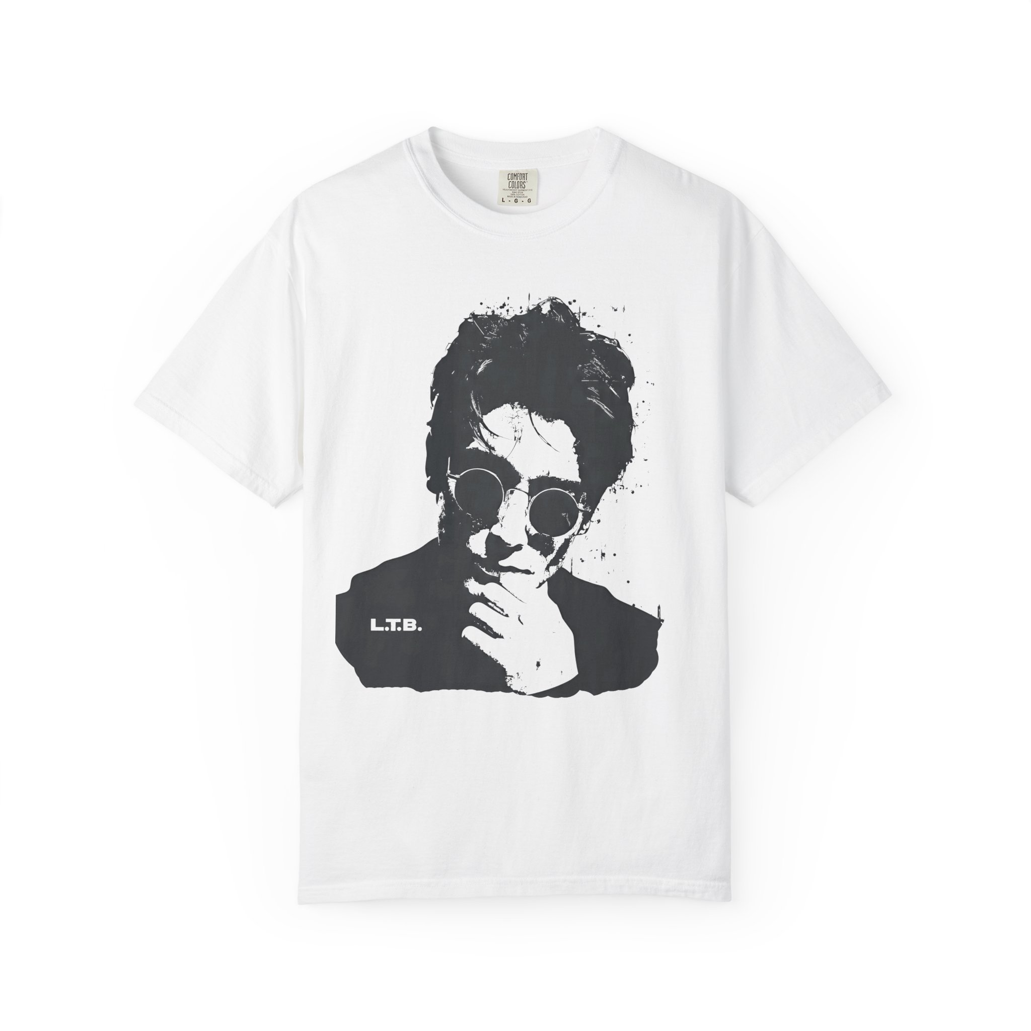 Monochrome Rock-Style Portrait T-Shirt | Minimal Thinker Graphic Art Tee