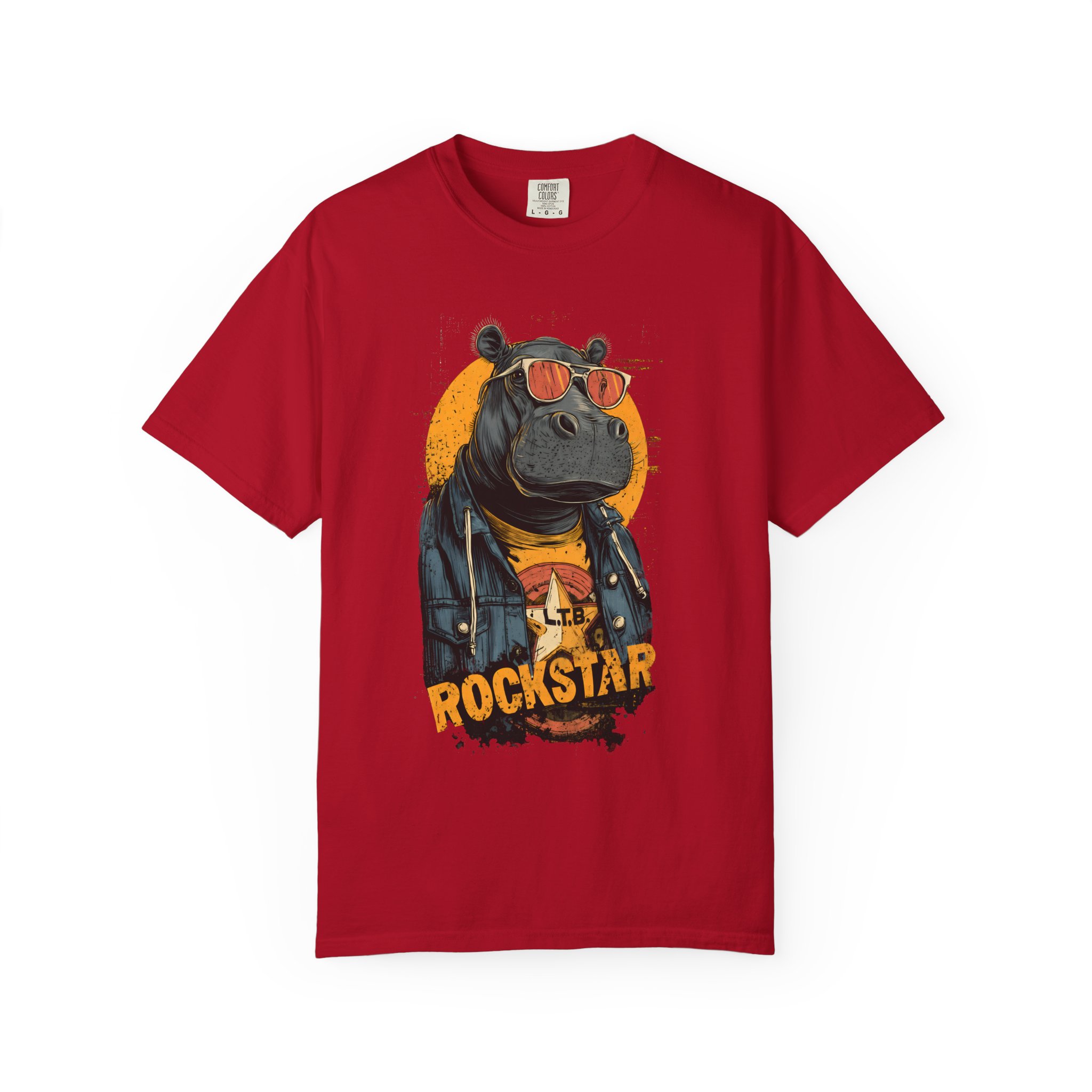 Rockstar Hippo Graphic T-Shirt — Cool Animal Music Tee - Image 15
