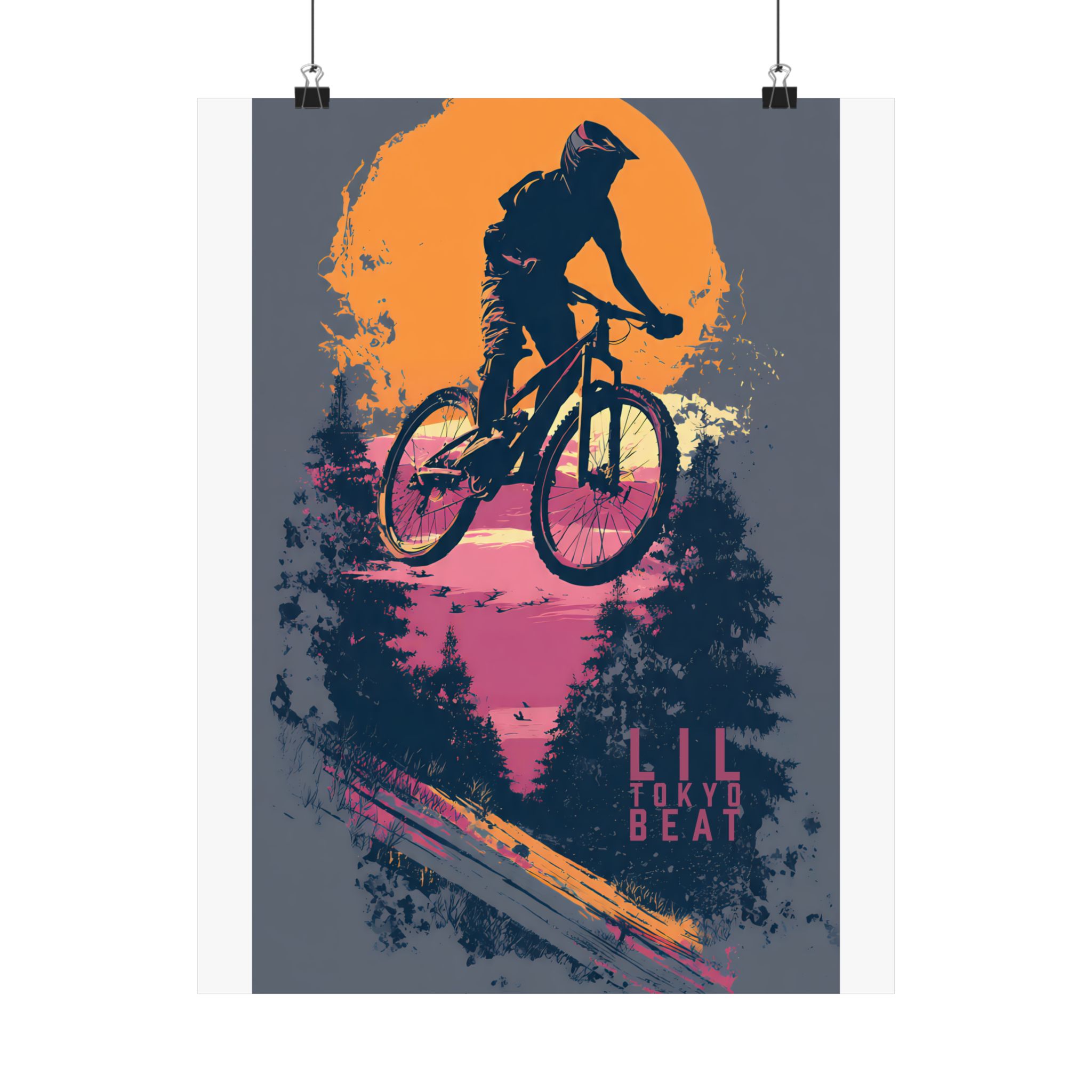 Mountain Bike Matte Sunset Poster | Neon Urban Sports Wall Art - Image 10