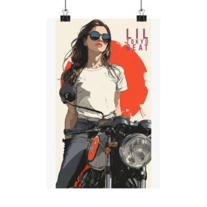 Motorcycle Girl Sunglasses Poster – Modern Street Art Wall Print | LTB